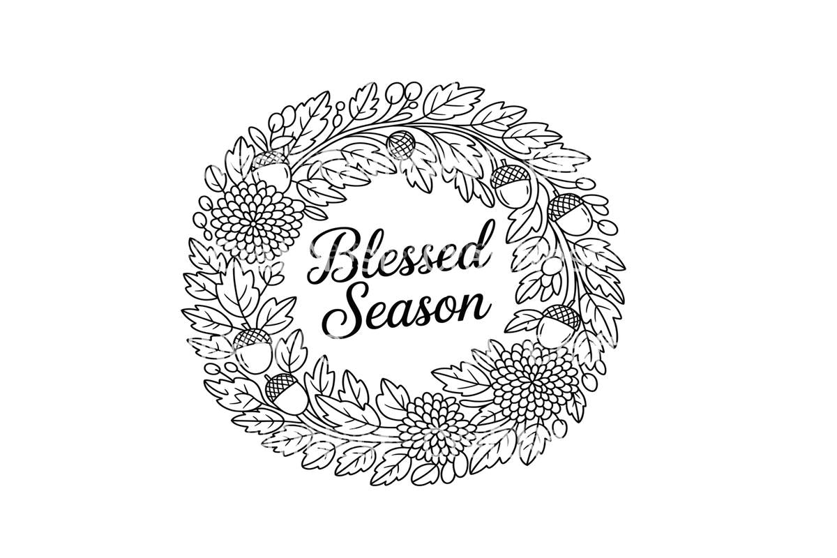 Harvest Blessed Season Wreaths Coloring Books