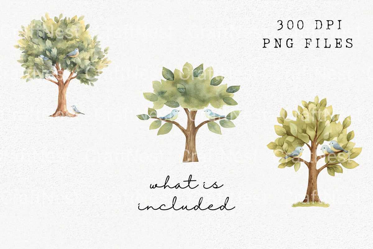 Birds In Trees Clipart Bundle