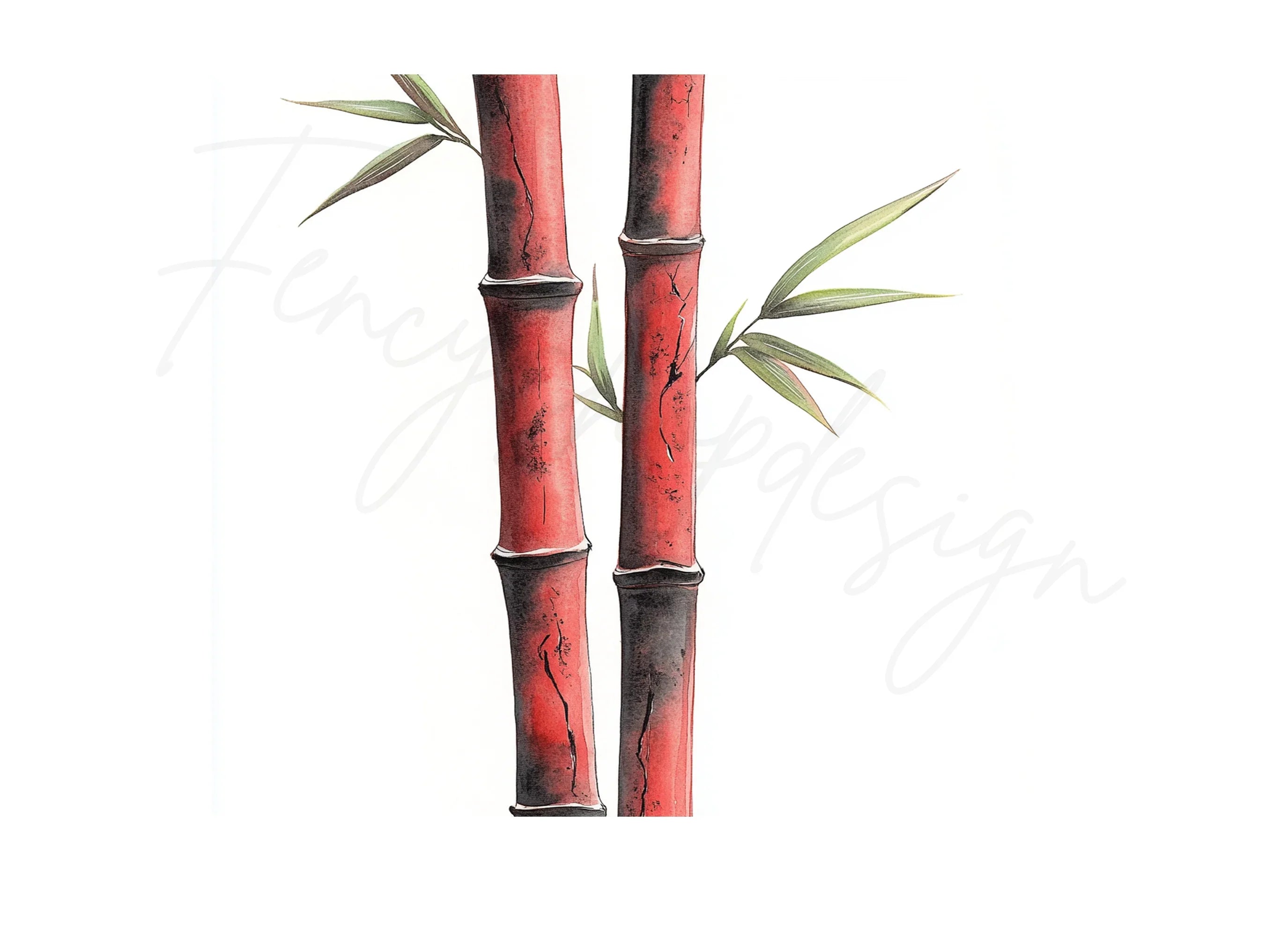 Red Bamboo Clipart Bundle