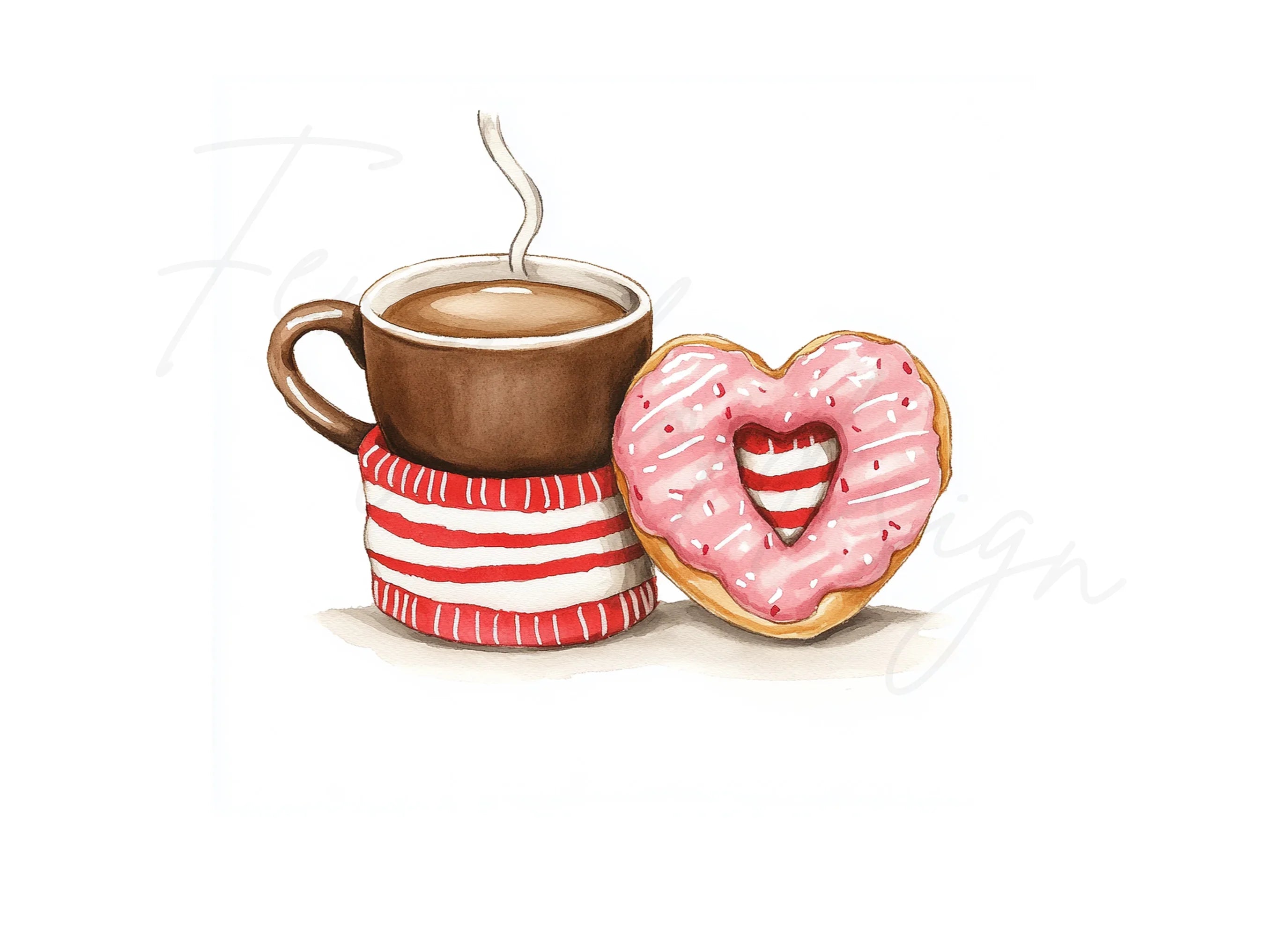 Cozy Coffee and Donut Valentine Clipart Bundle