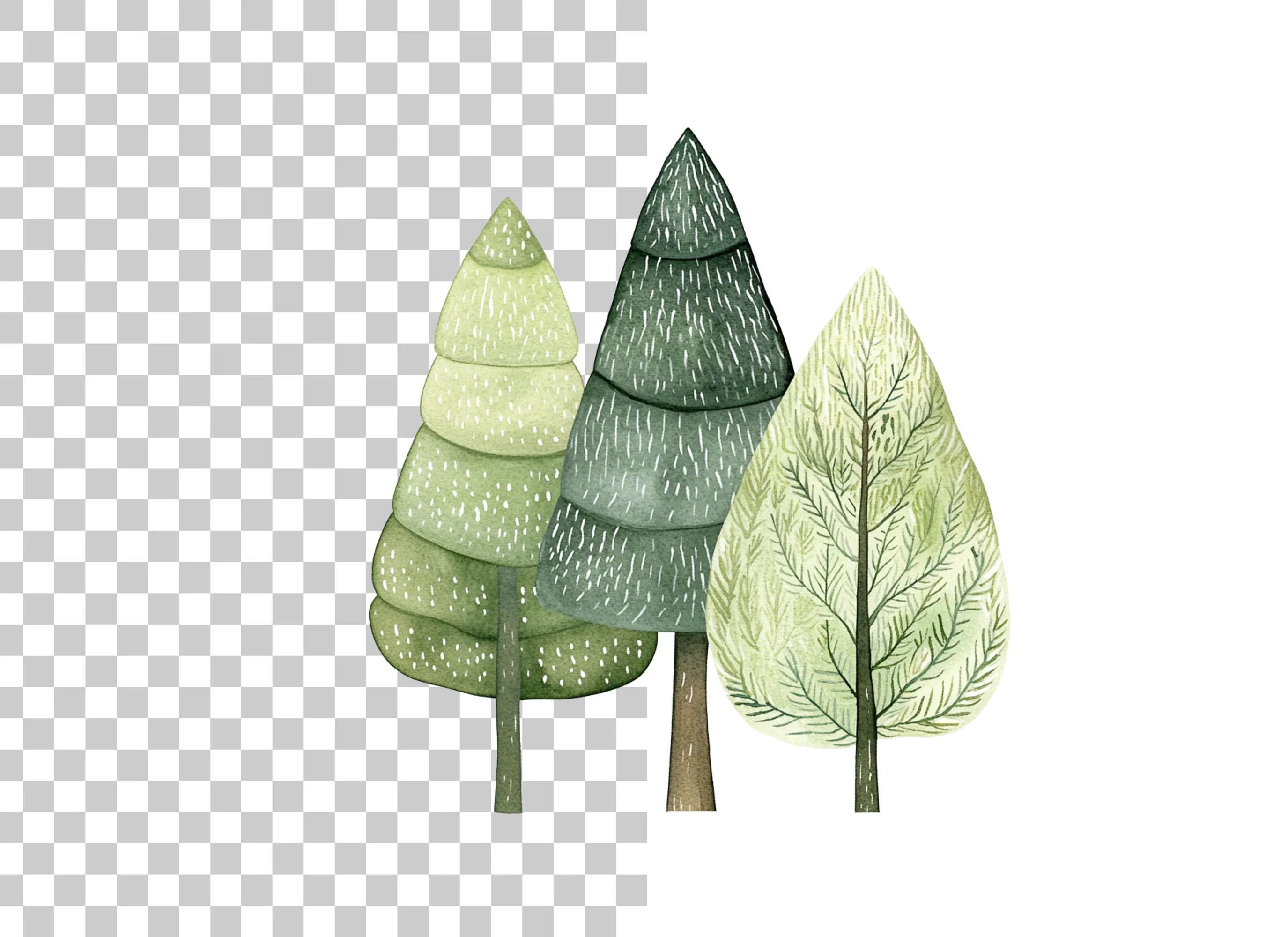 Green Forest Tree Clipart Bundle