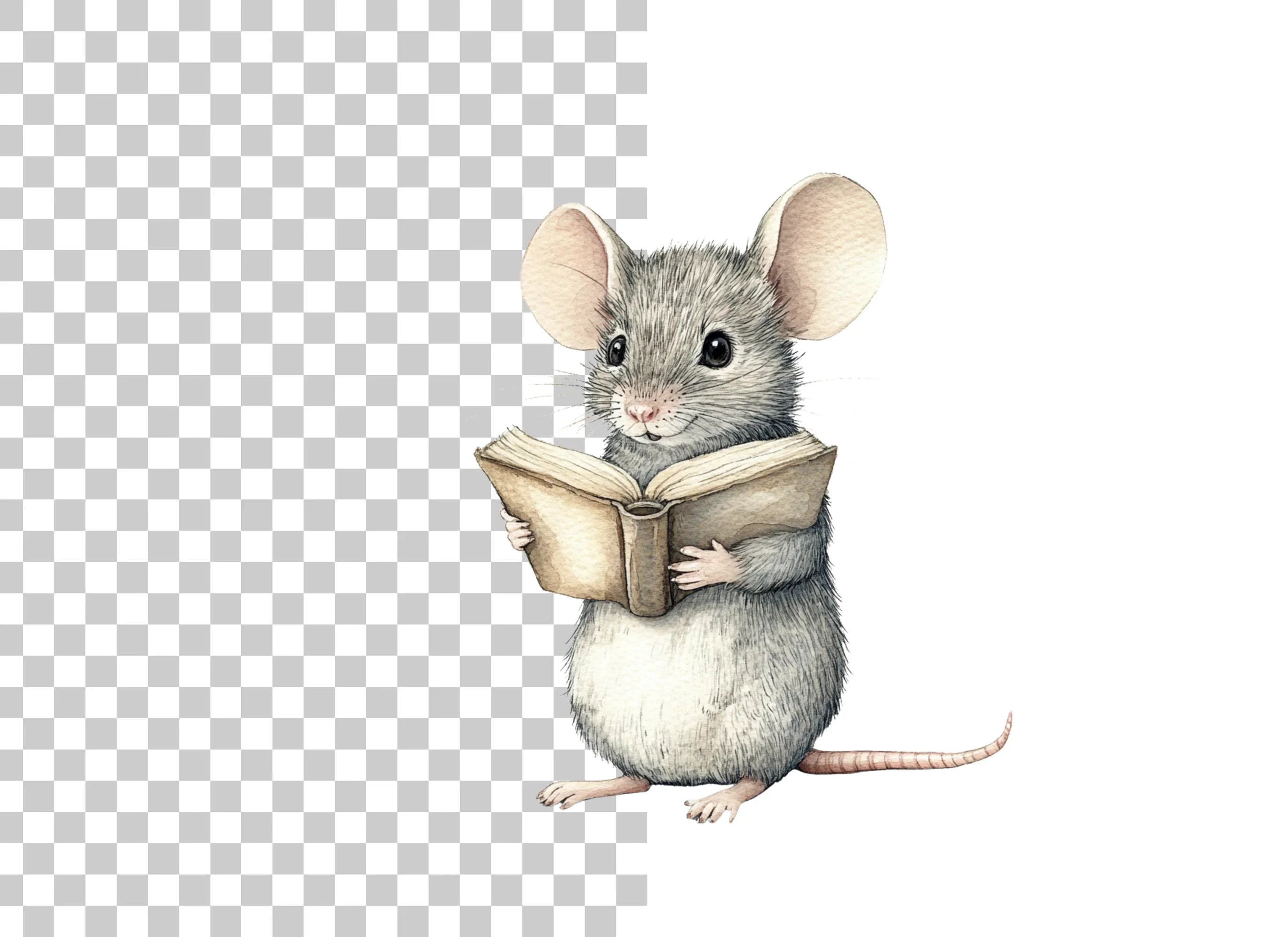 Cute Mice Reading Books Clipart Bundle