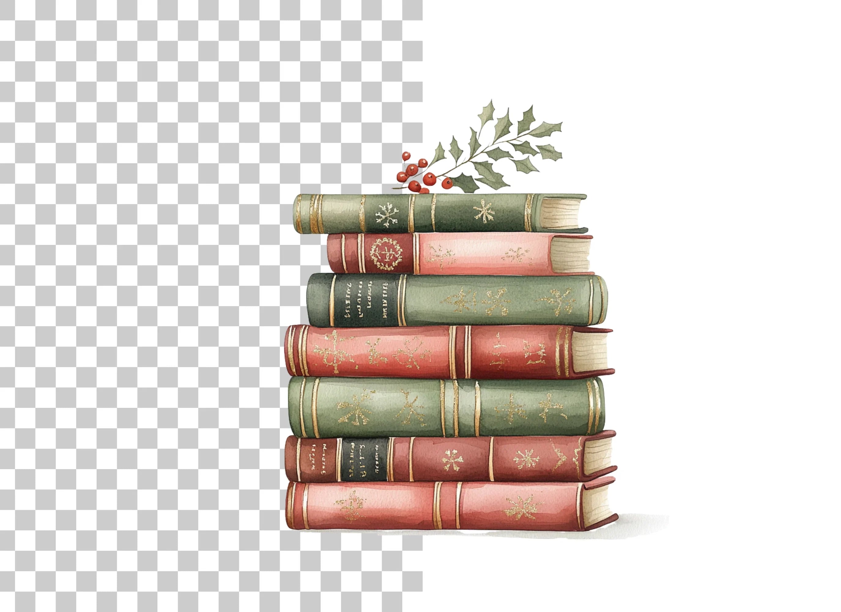 Christmas Books Stack Clipart Bundle