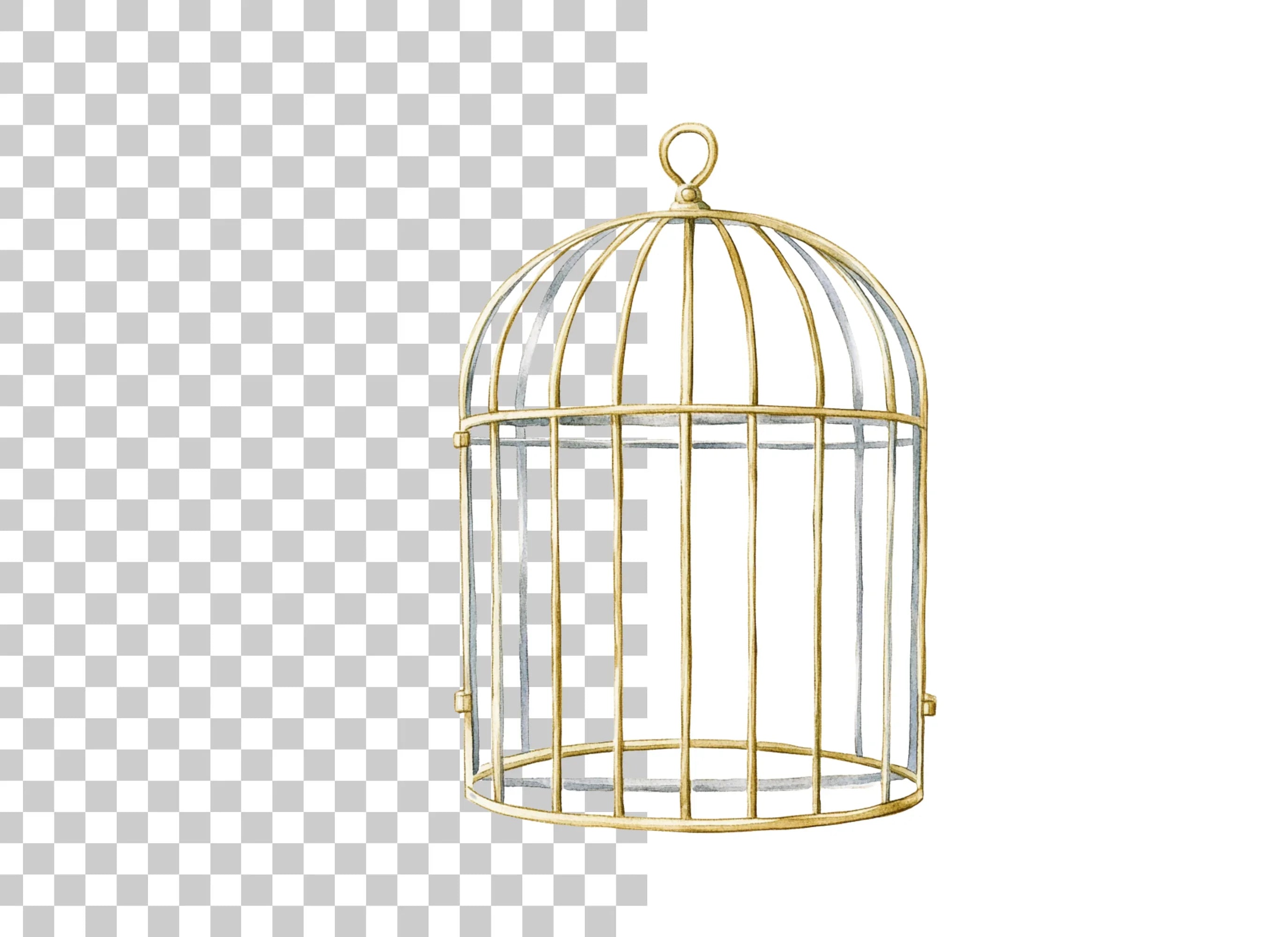 Elegant Golden Bird Cages Clipart Bundle