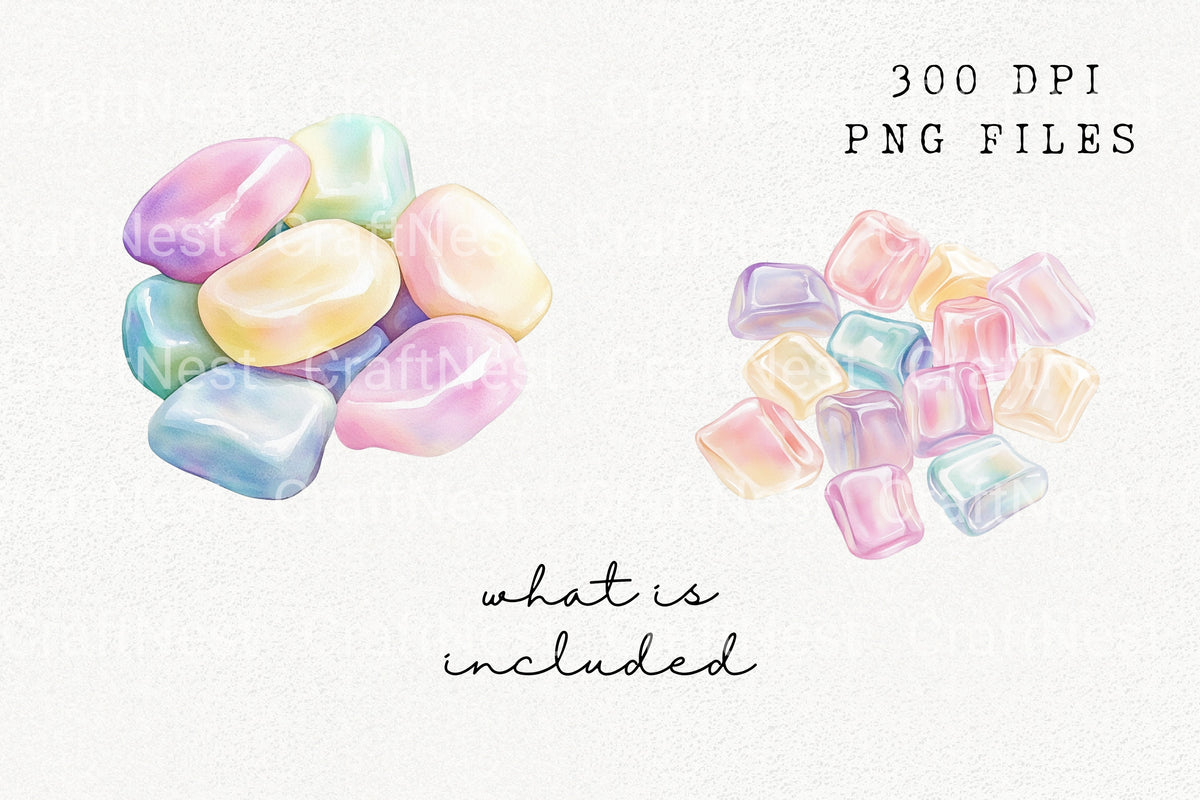 Pastel Candy Gemstone Clipart Bundle