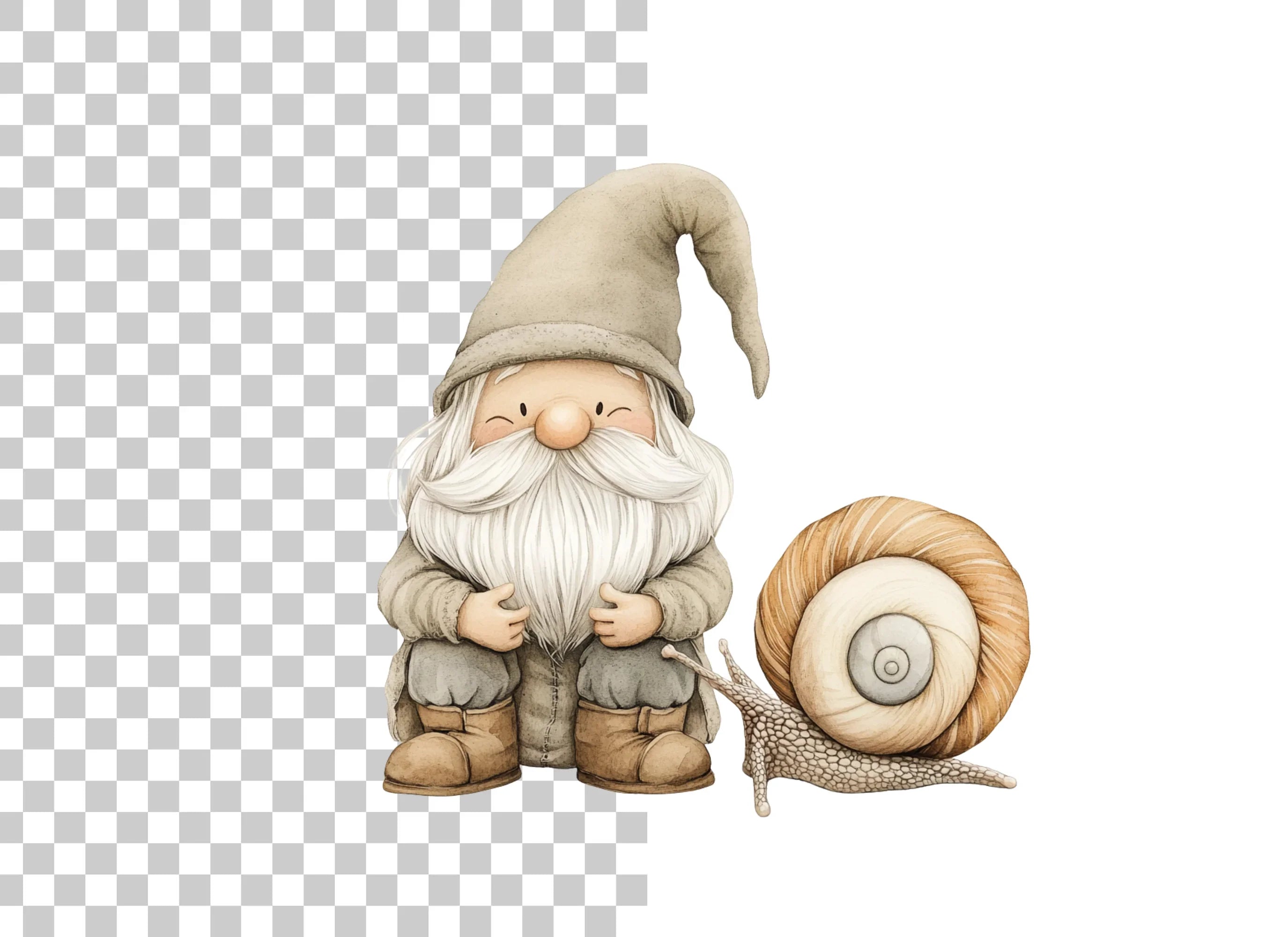 Cute Gnomes and Snails Clipart Bundle