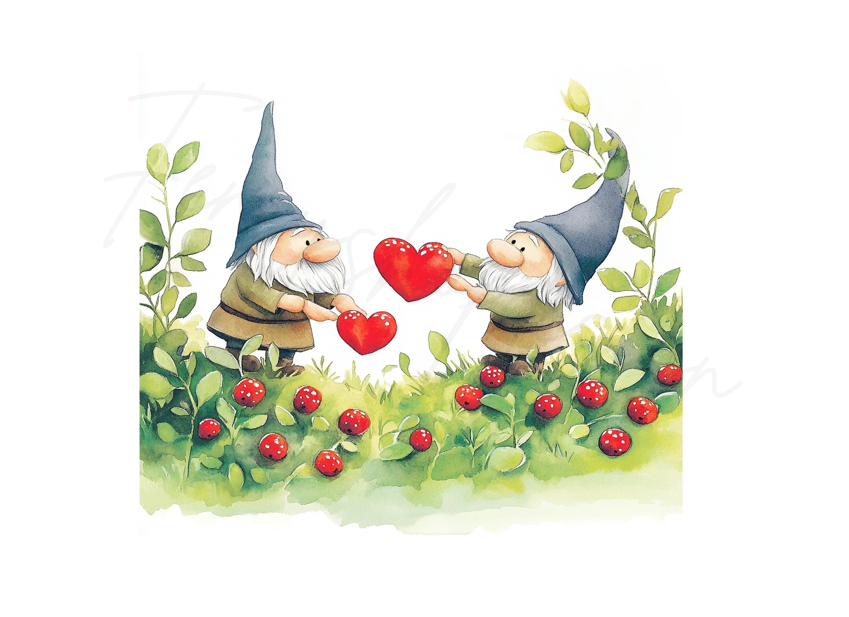 Gnomes with Red Berries Clipart Bundle