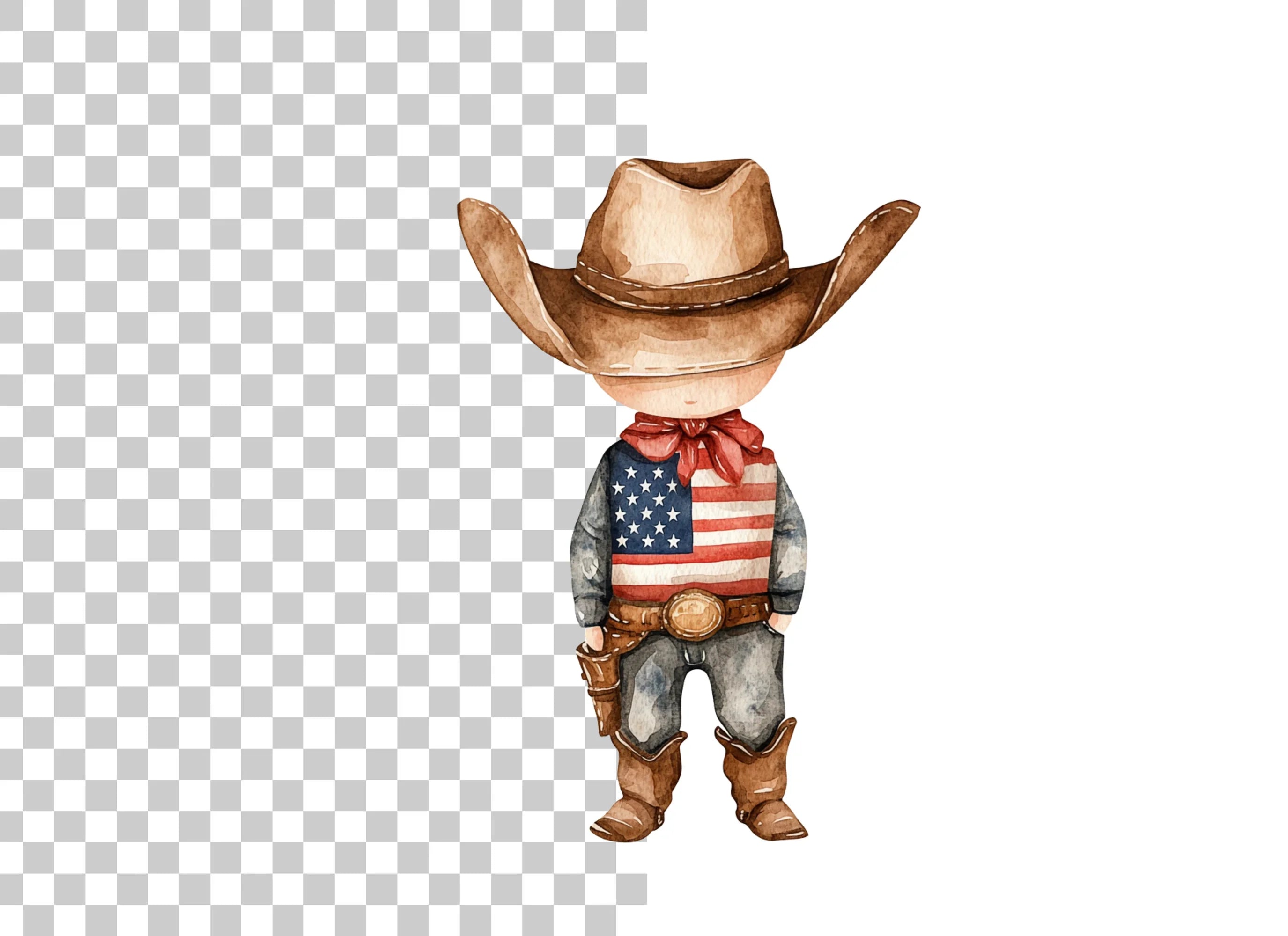 Cute Cowboy with American Flag Clipart Bundle
