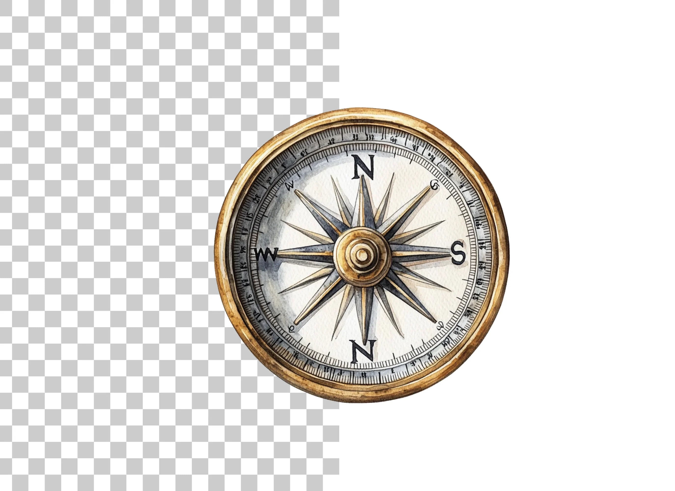 Vintage Compass Clipart Bundle