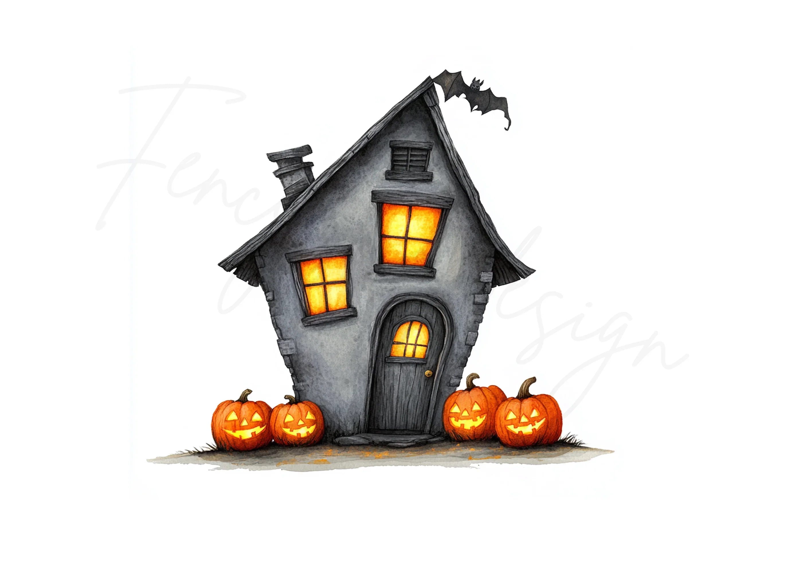 Spooky Halloween Haunted Houses Clipart Bundle