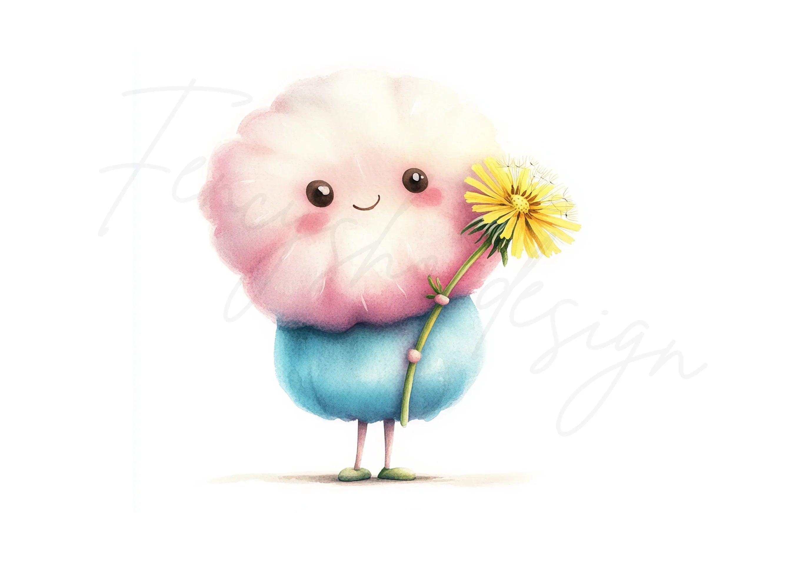 Cute Cotton Candy Characters Clipart Bundle