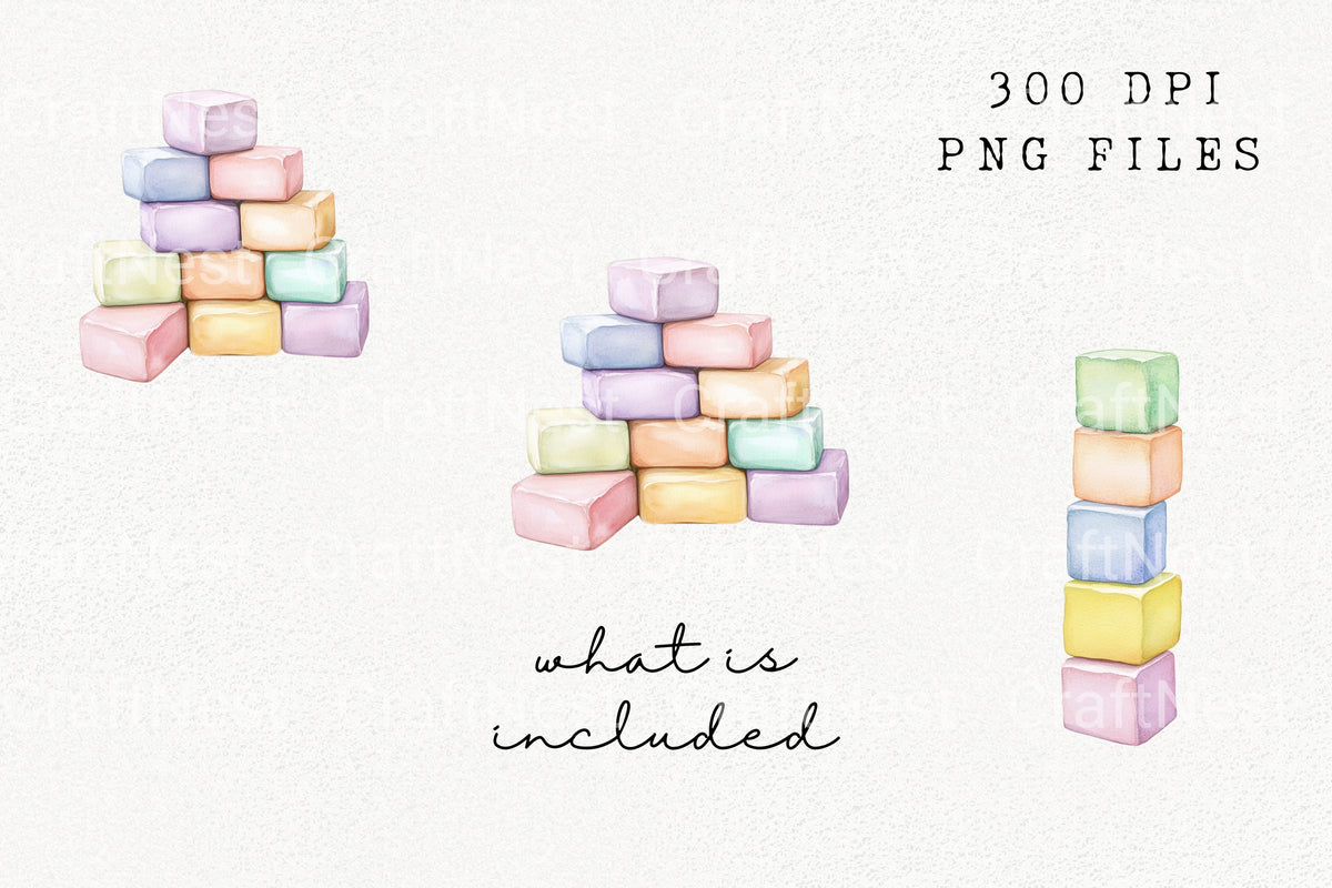 Pastel Stacking Cubes Clipart Bundle