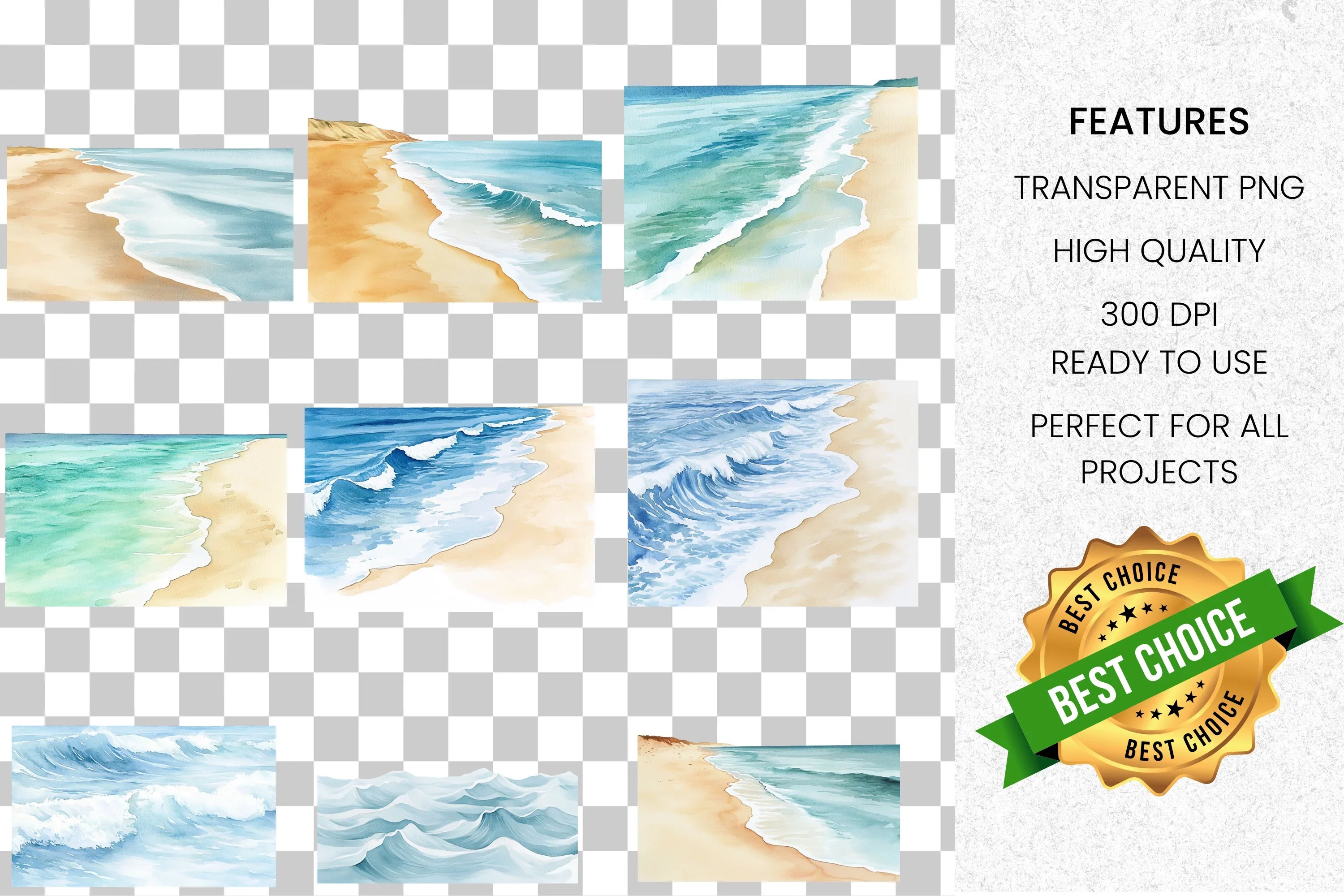 Serene Beach Clipart Bundle