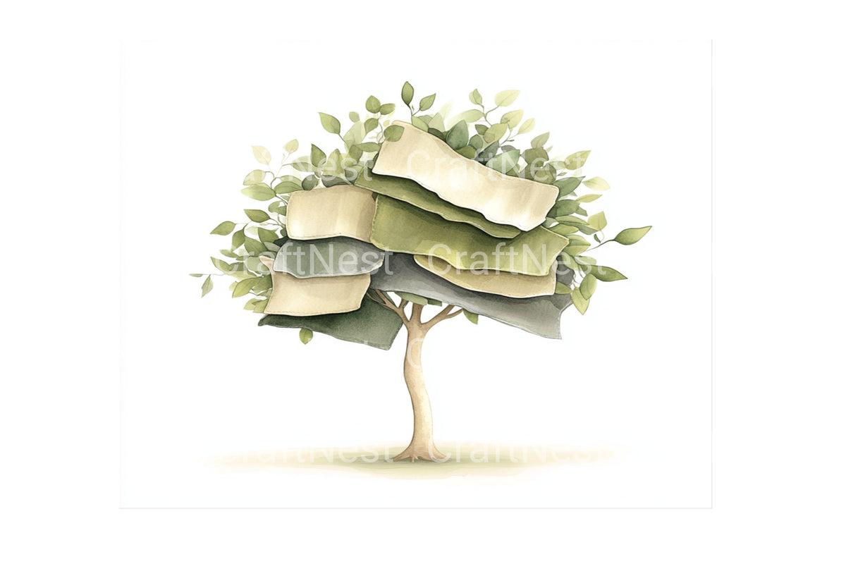 Patchwork Tree Clipart Bundle