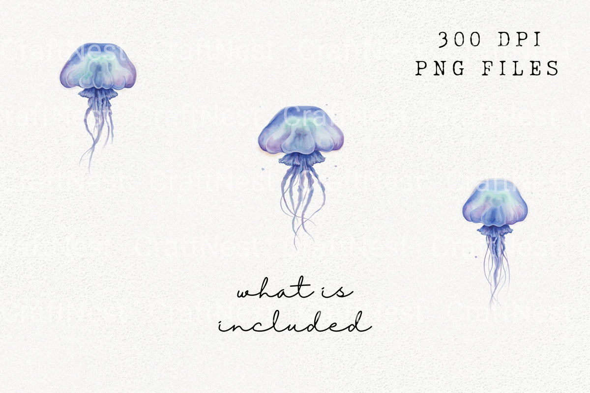 Blue Jellyfish Of Three Clipart Bundle