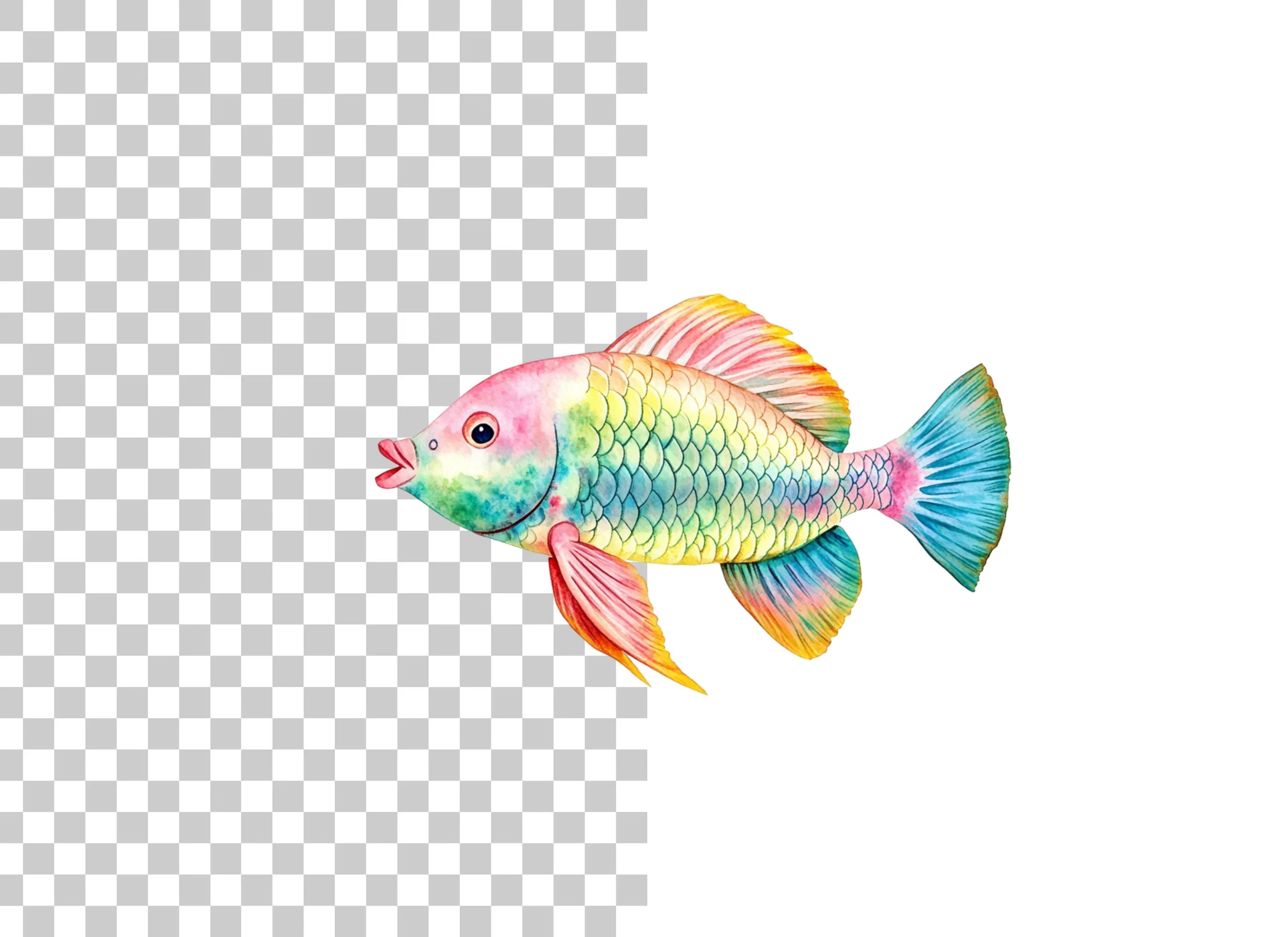 Colorful Rainbow Fish Clipart Bundle