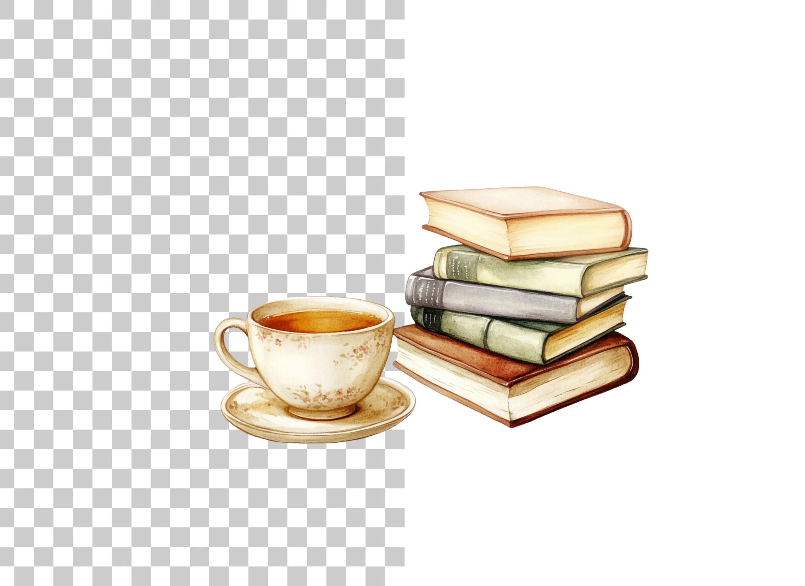Books and Tea Clipart Bundle
