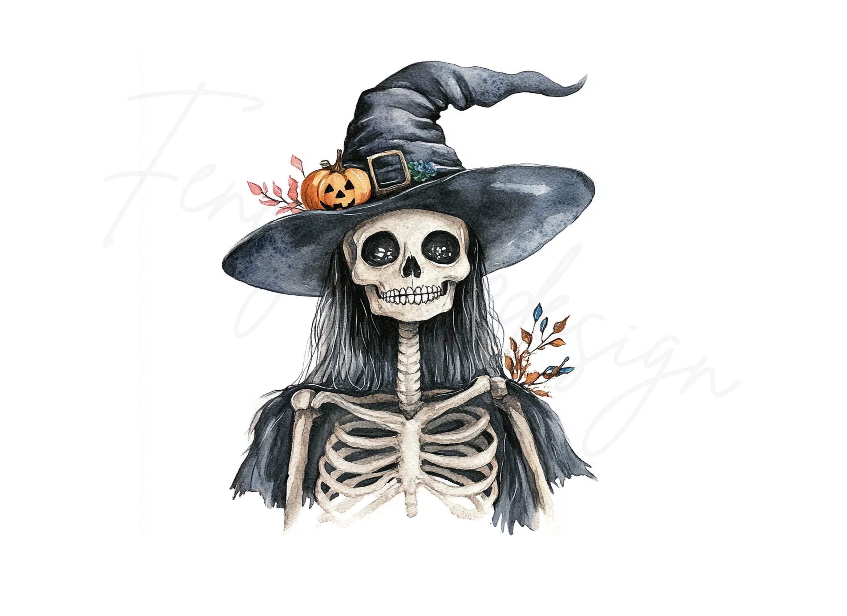 Spooky Skeleton Witch Clipart Bundle