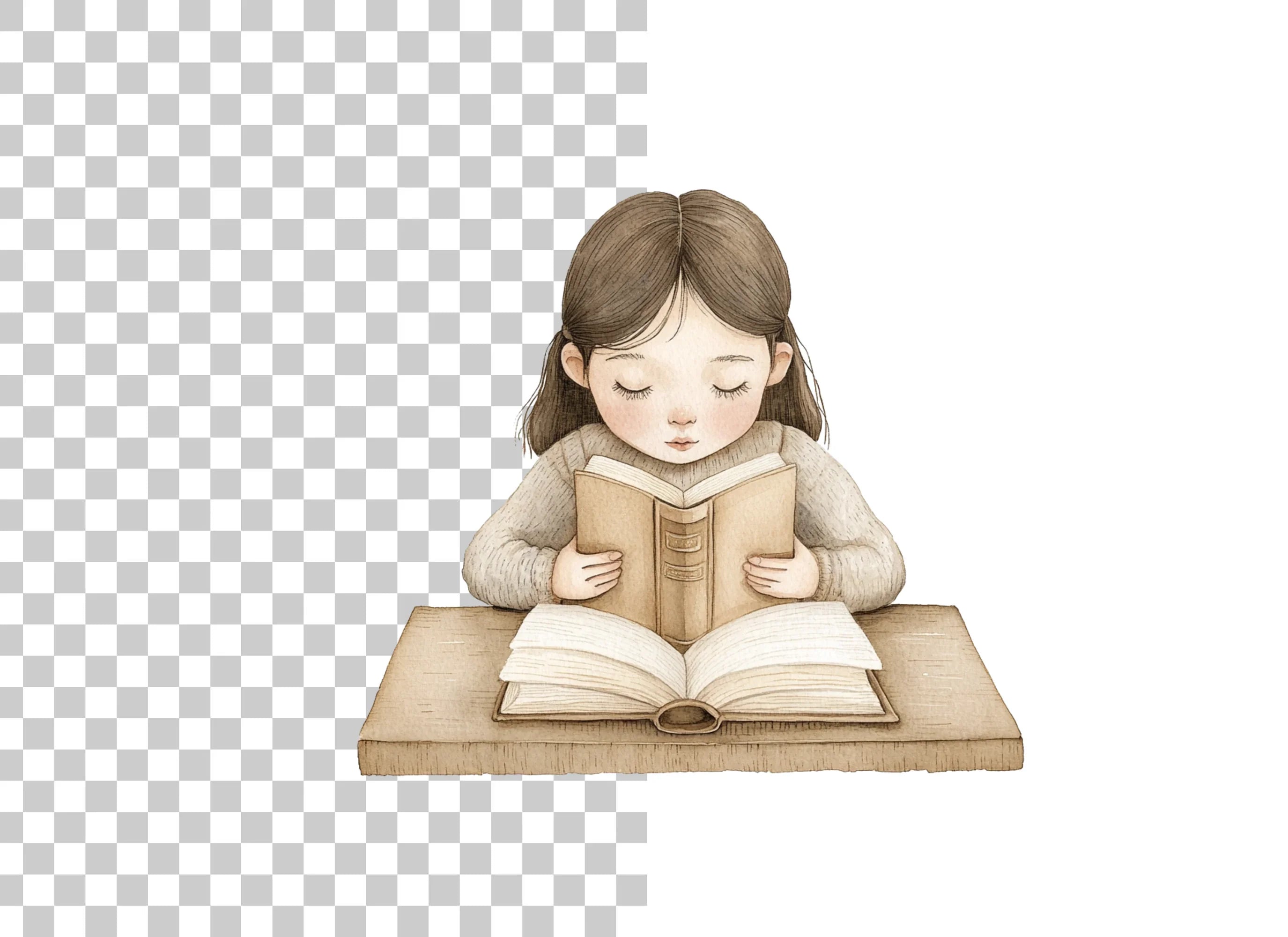 Girl Studying at Desk Clipart Bundle