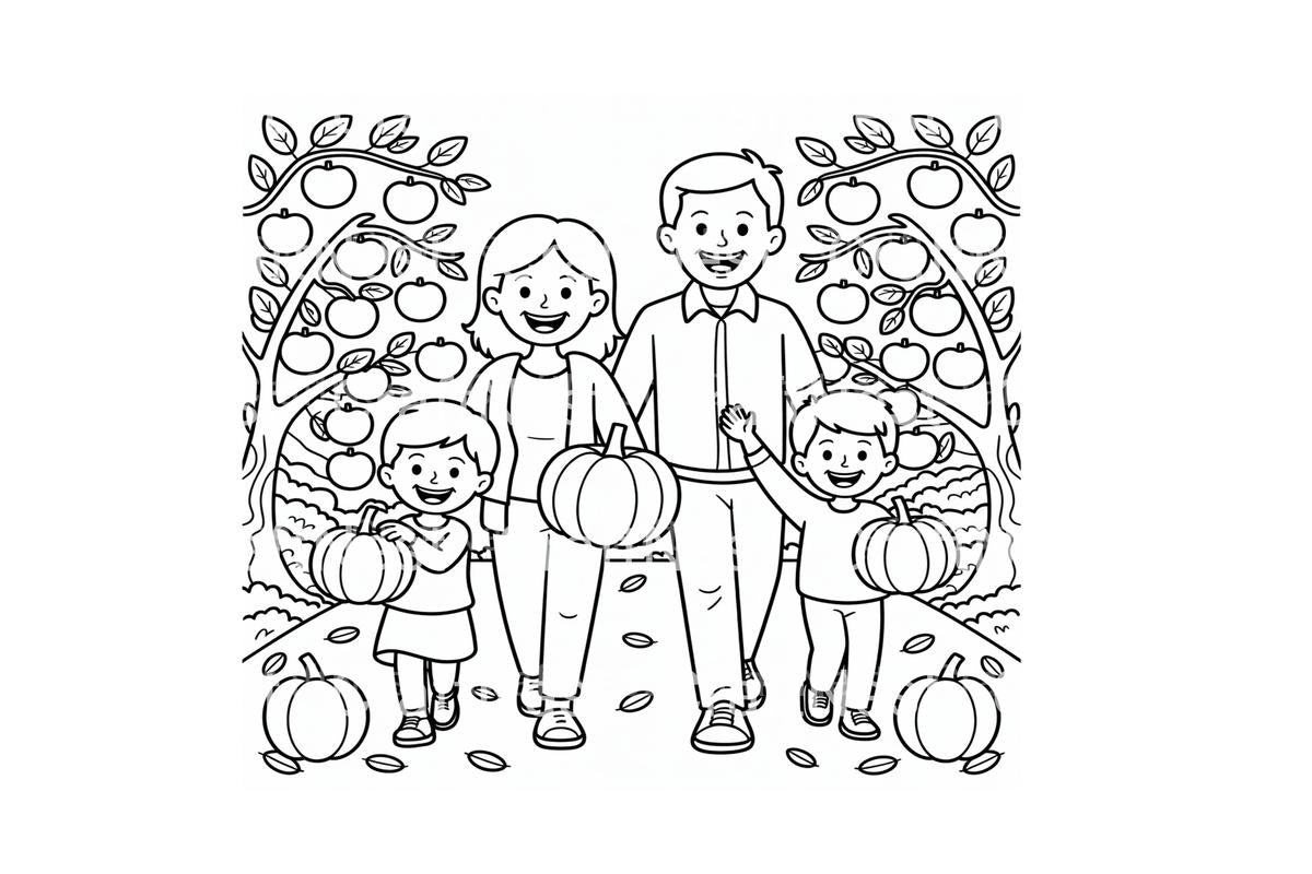Kids Baking Pumpkin Pies Coloring Books