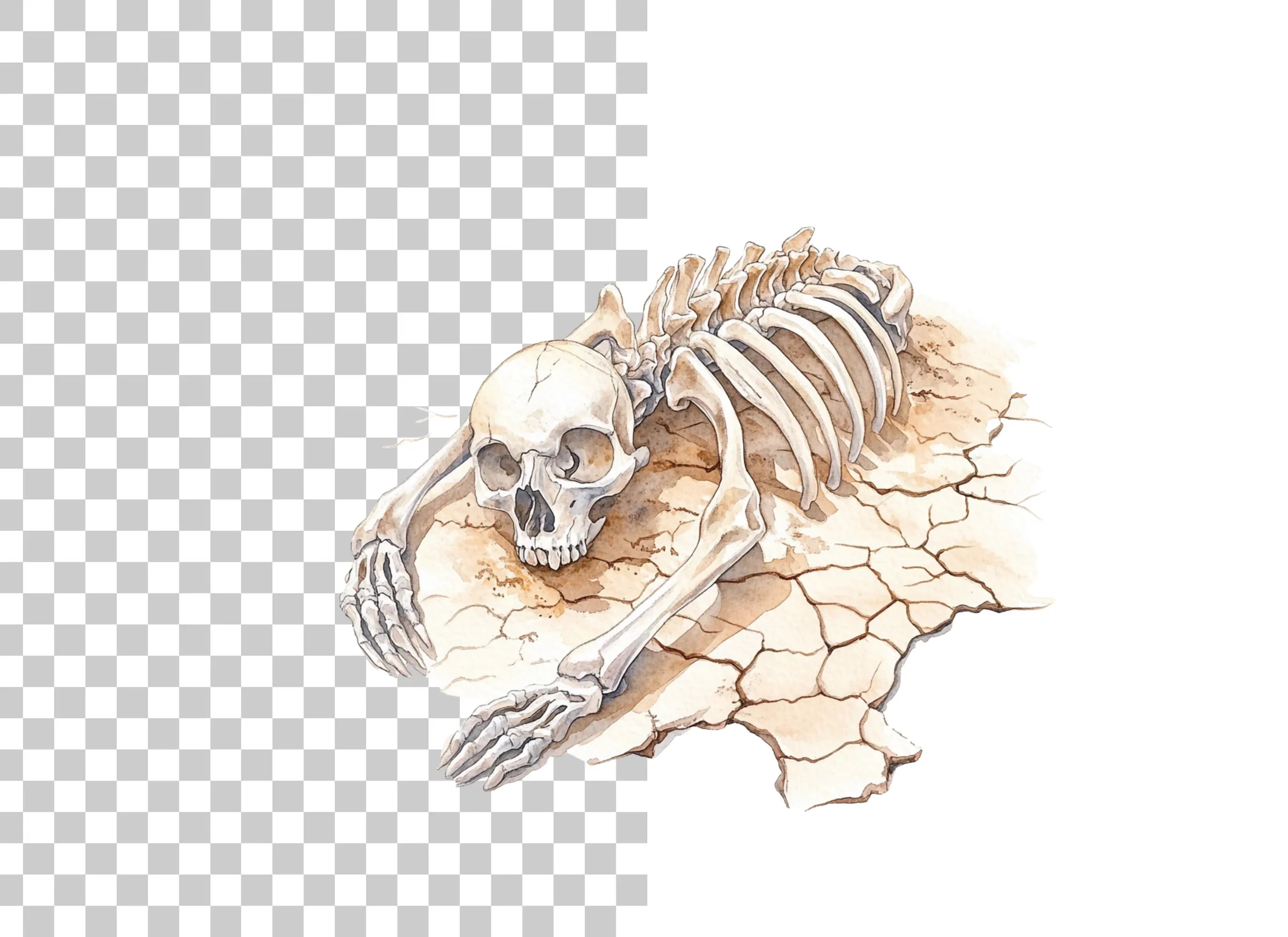 Skeletons on Cracked Earth Clipart Bundle