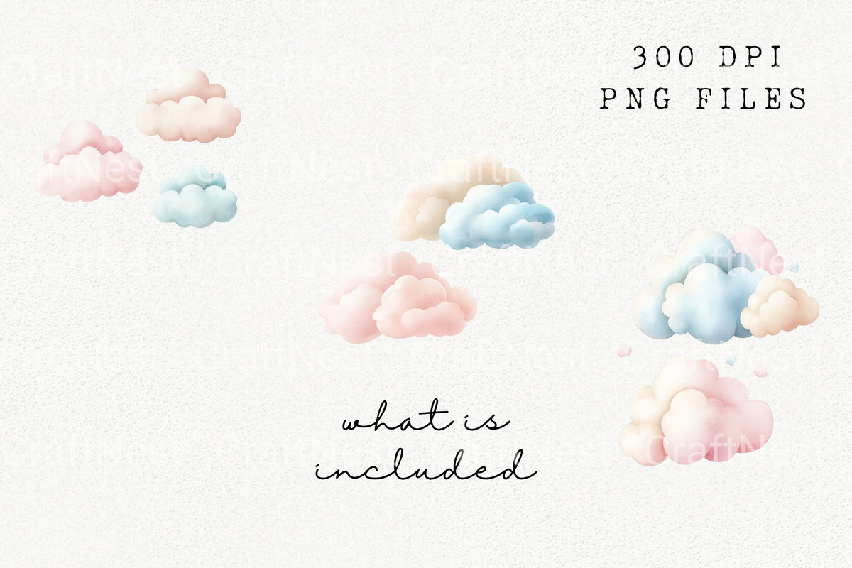Pastel Clouds Clipart Bundle