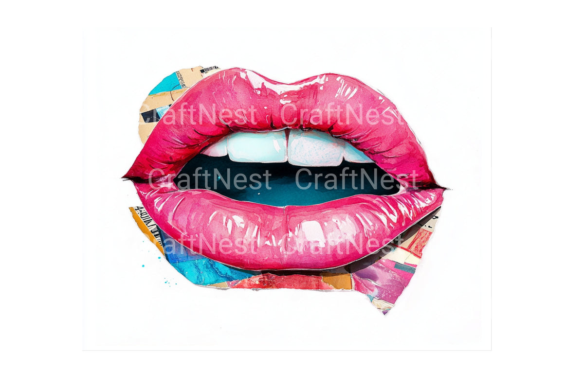 Pop Lips Collage Clipart Bundle