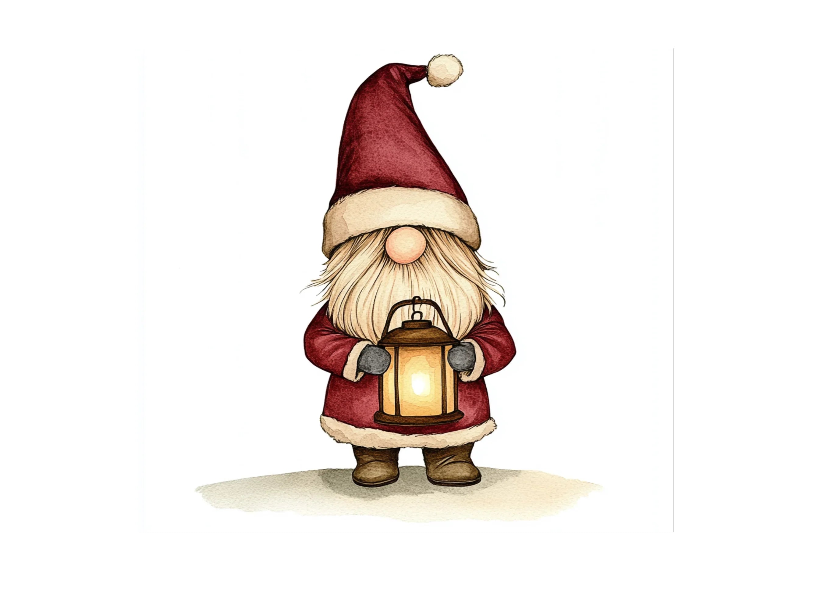 Christmas Gnome with Lanterns Clipart Bundle