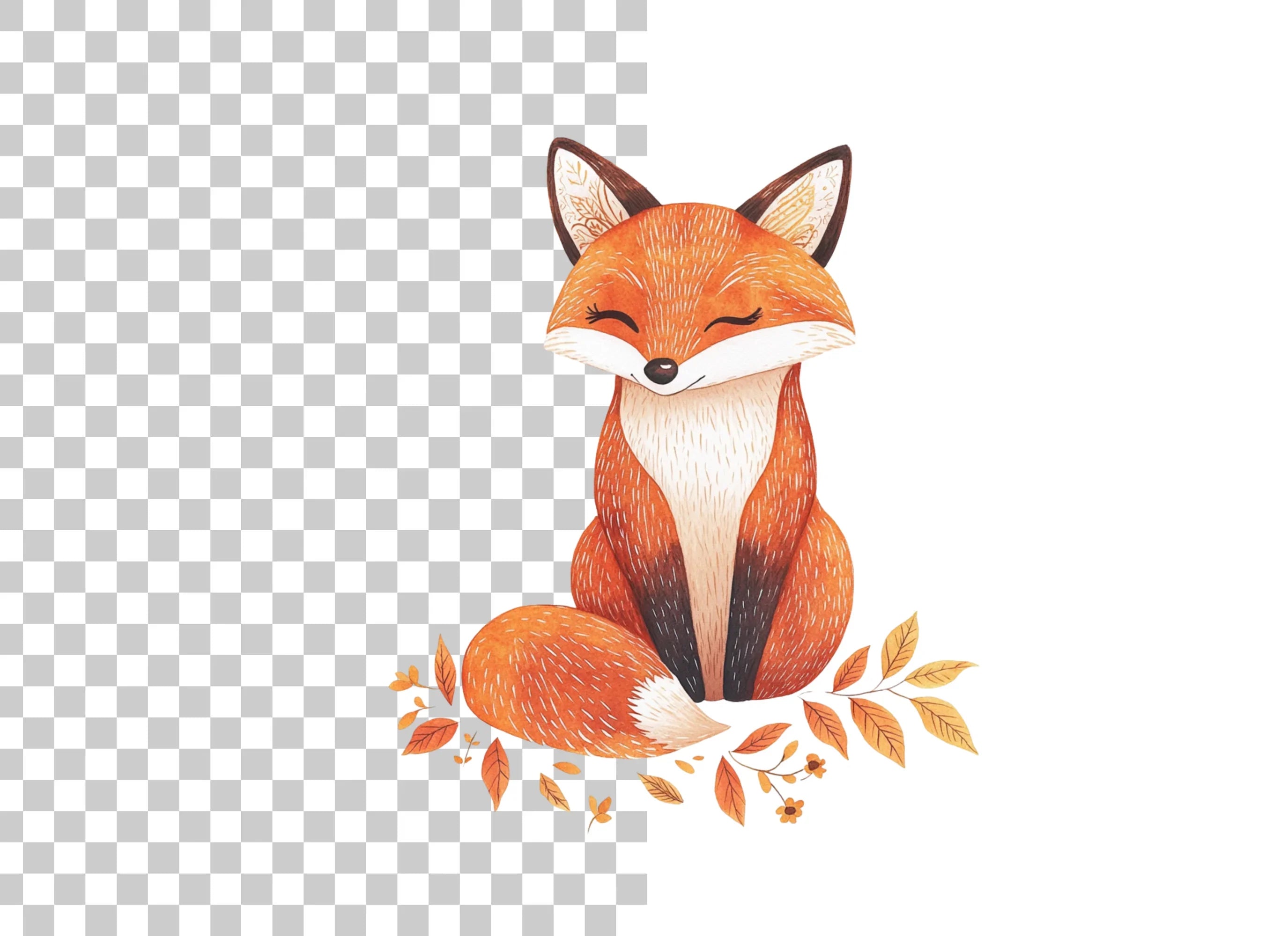 Cute Woodland Fox Clipart Bundle