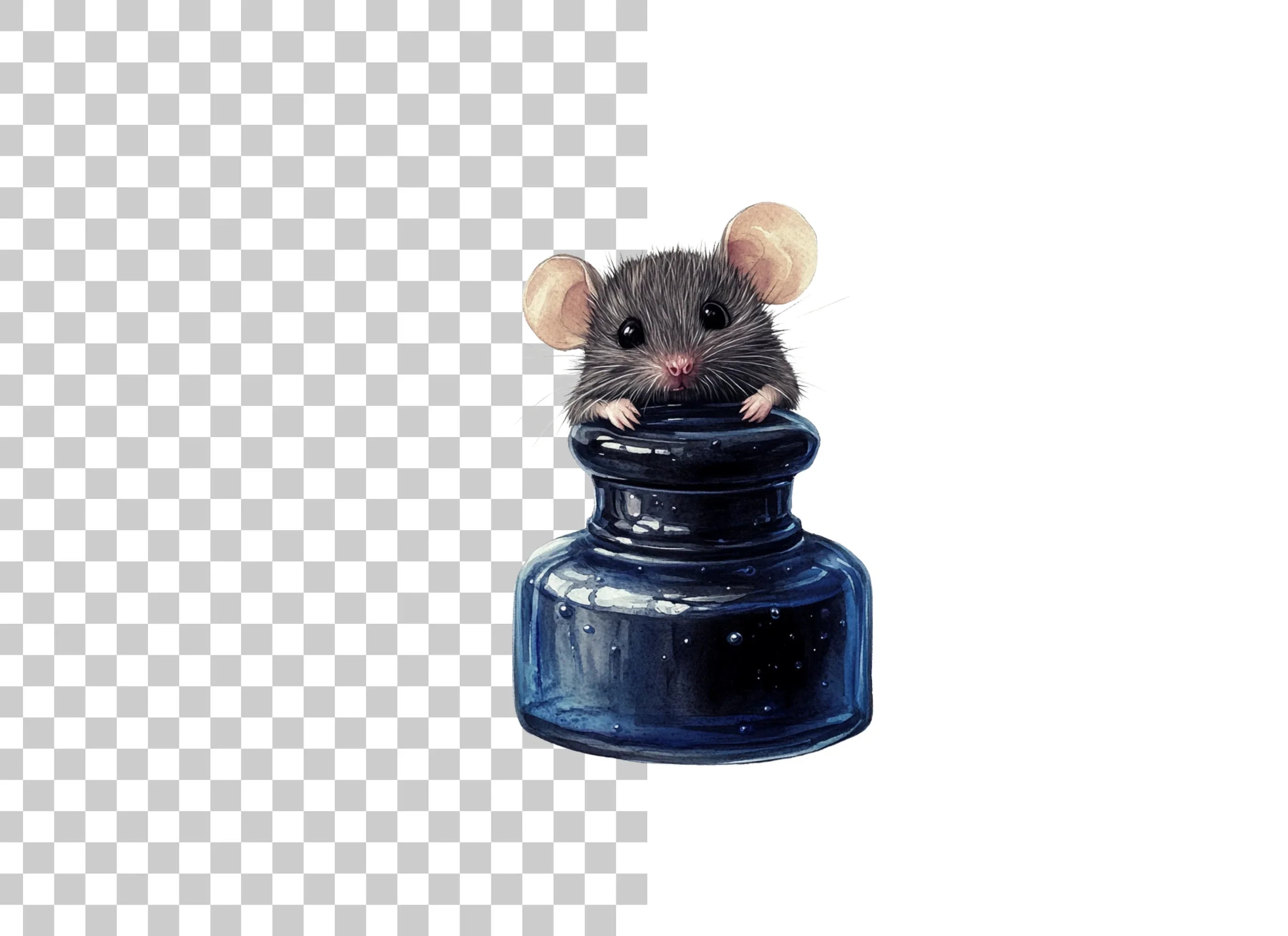 Cute Mice in Ink Bottles Clipart Bundle