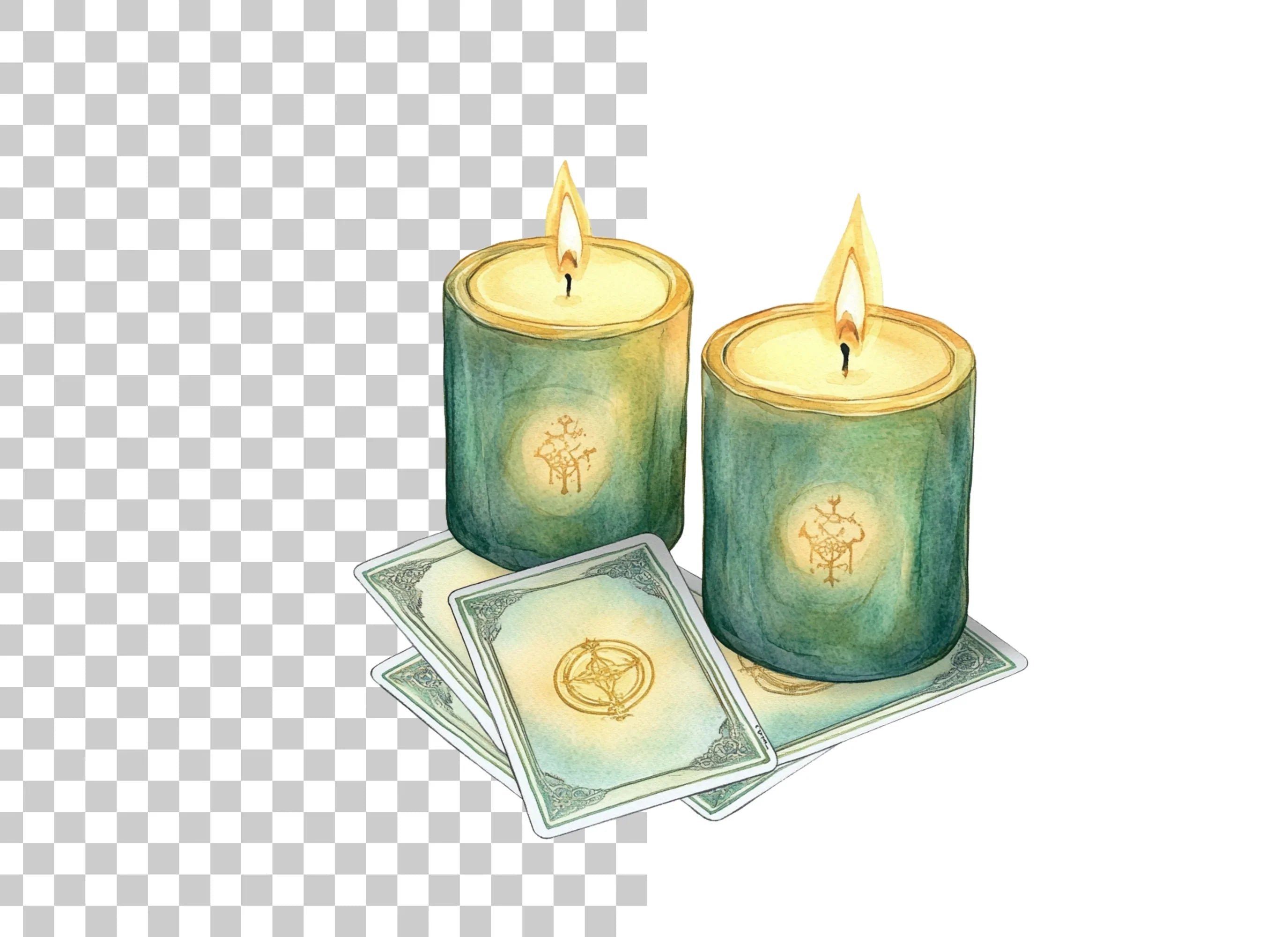 Mystical Candles Tarot Cards Clipart Bundle