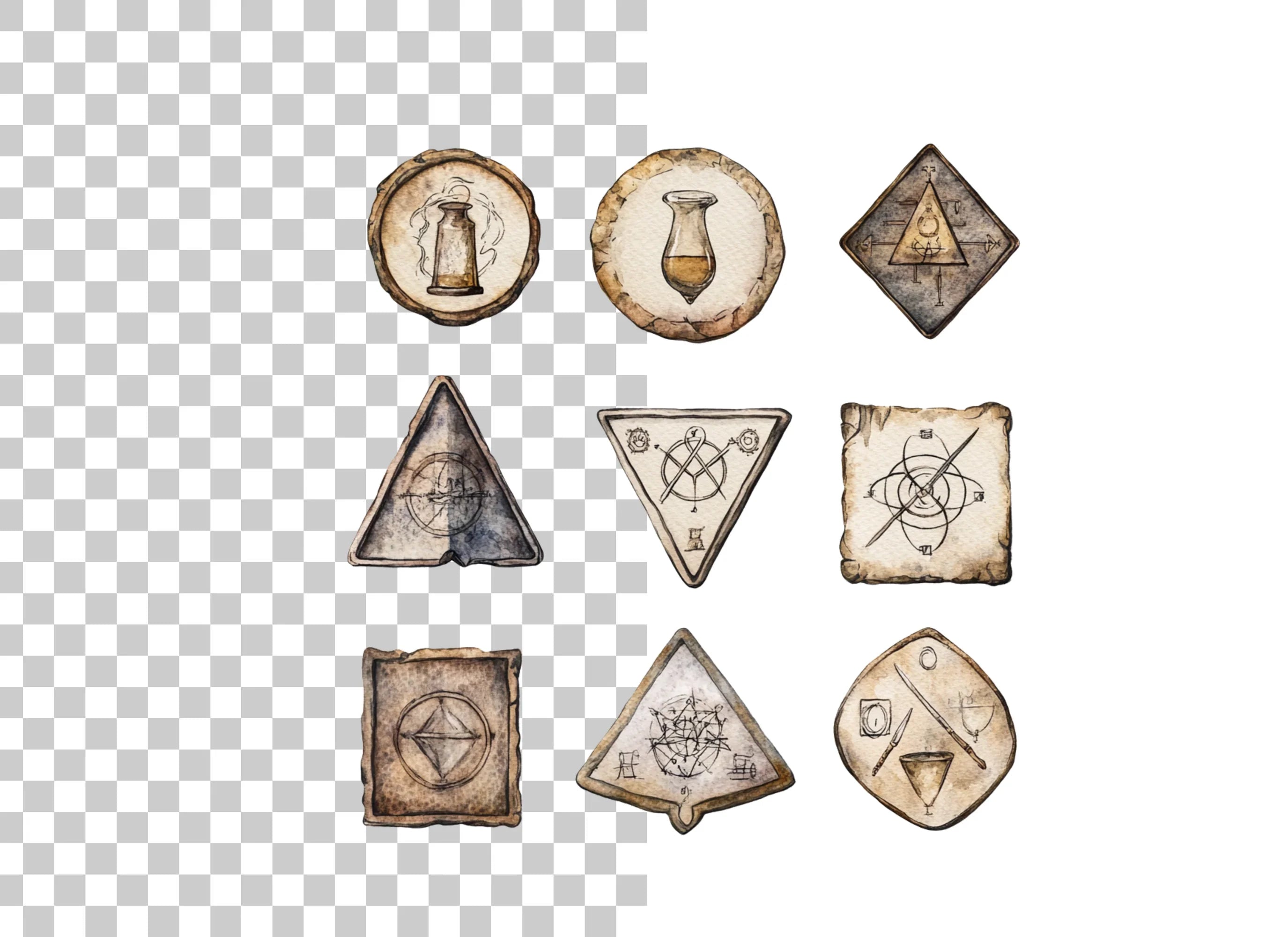 Mystical Alchemical Symbols Clipart Bundle