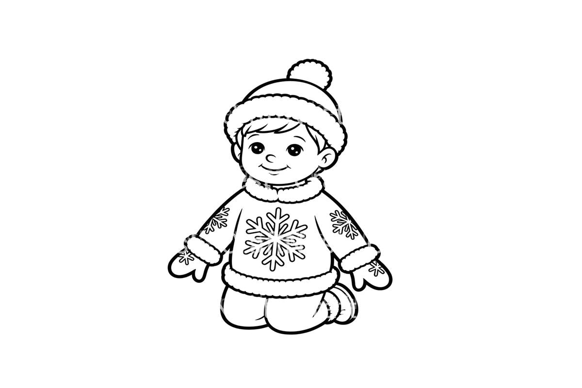 Cute Babies Winter Snowflake Coloring Books