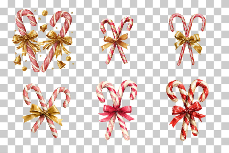 Candy Cane and Bow Clipart Bundle - CraftNest - Digital Crafting and Art