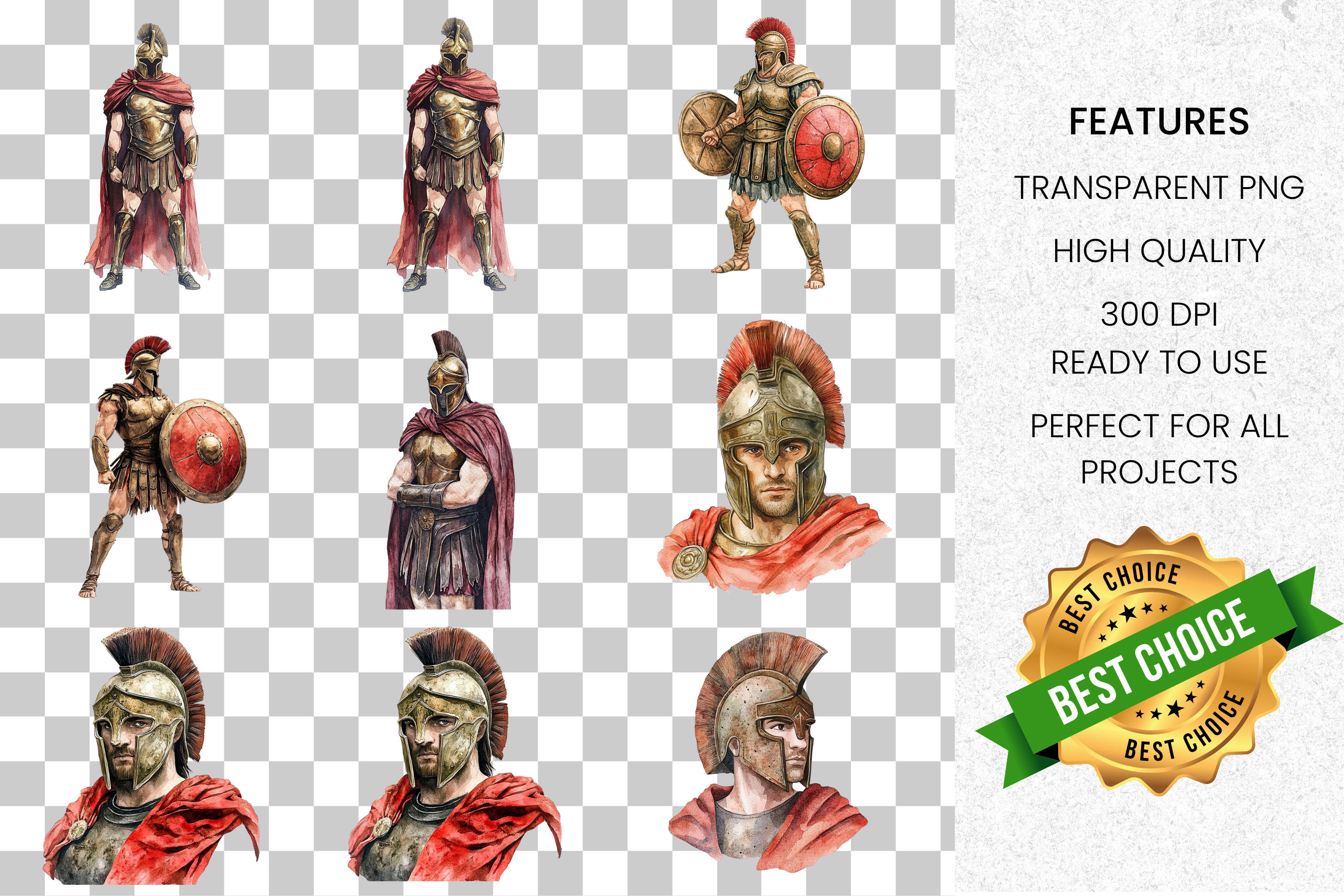 Ancient Greek Warrior Clipart Bundle
