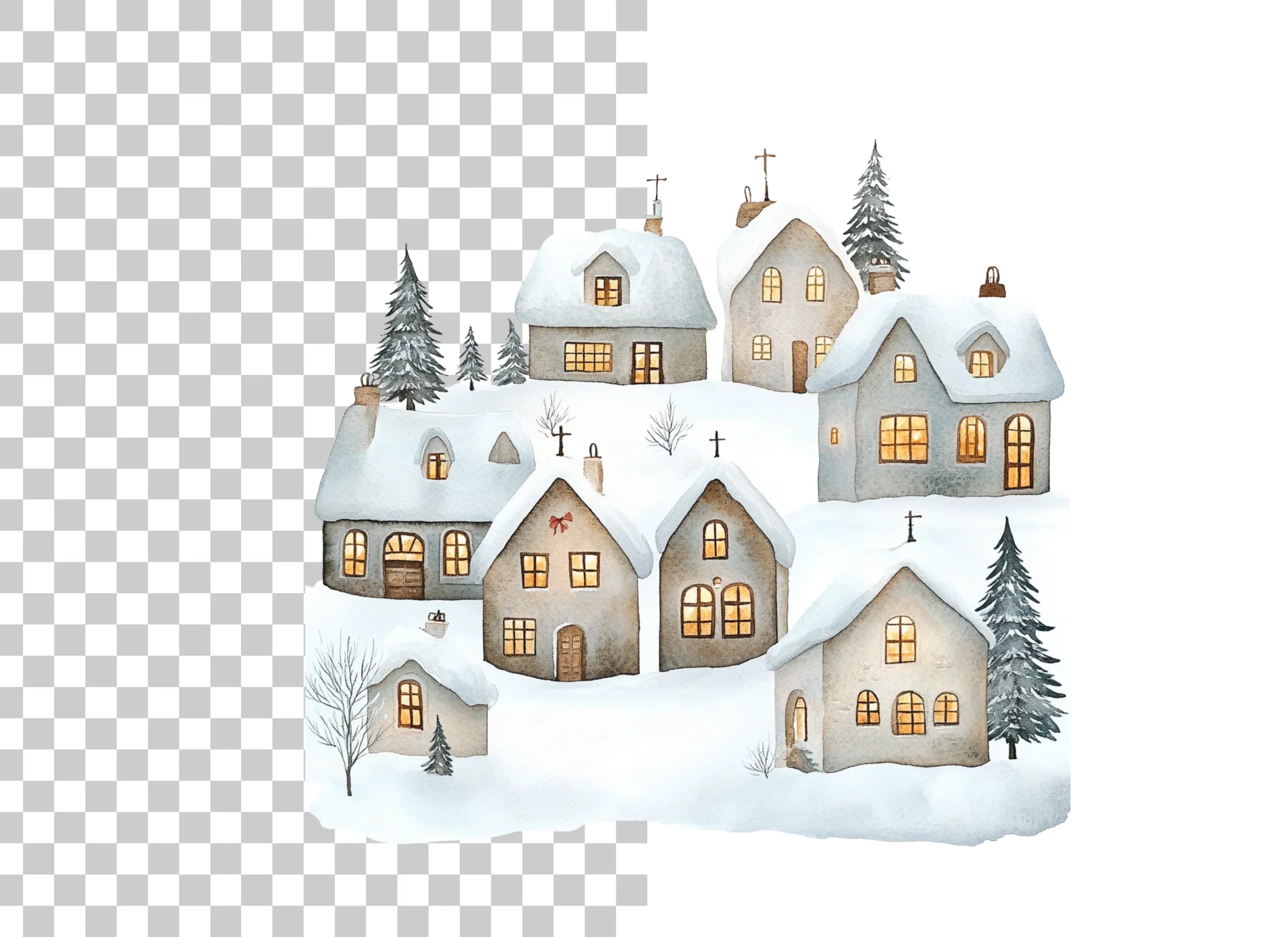 Winter Village Clipart Bundle