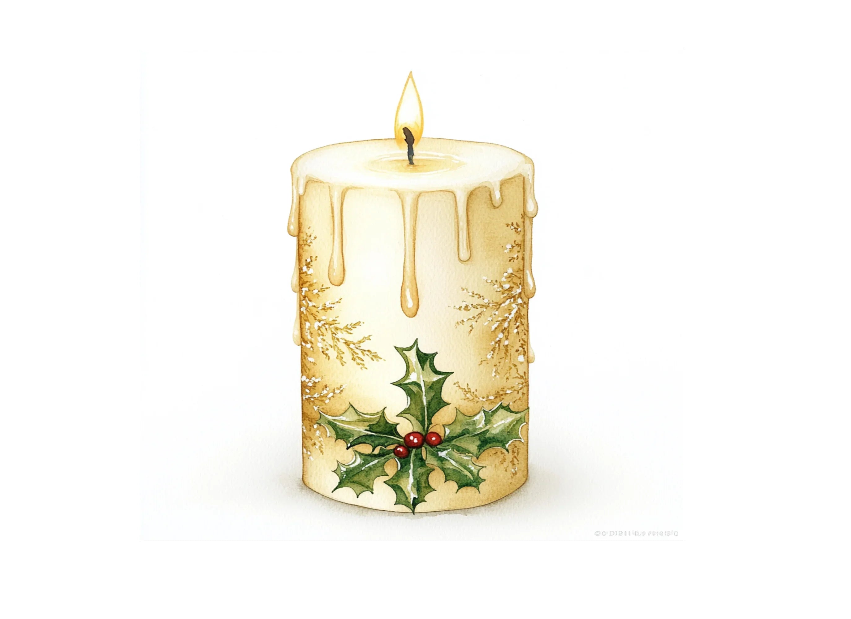 Dripping Wax Christmas Candles Clipart Bundle