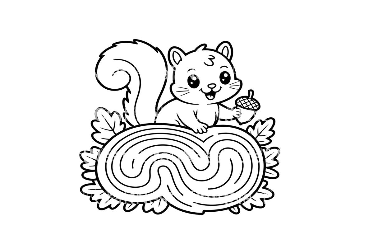 Cute Squirrels Autumn Coloring Books