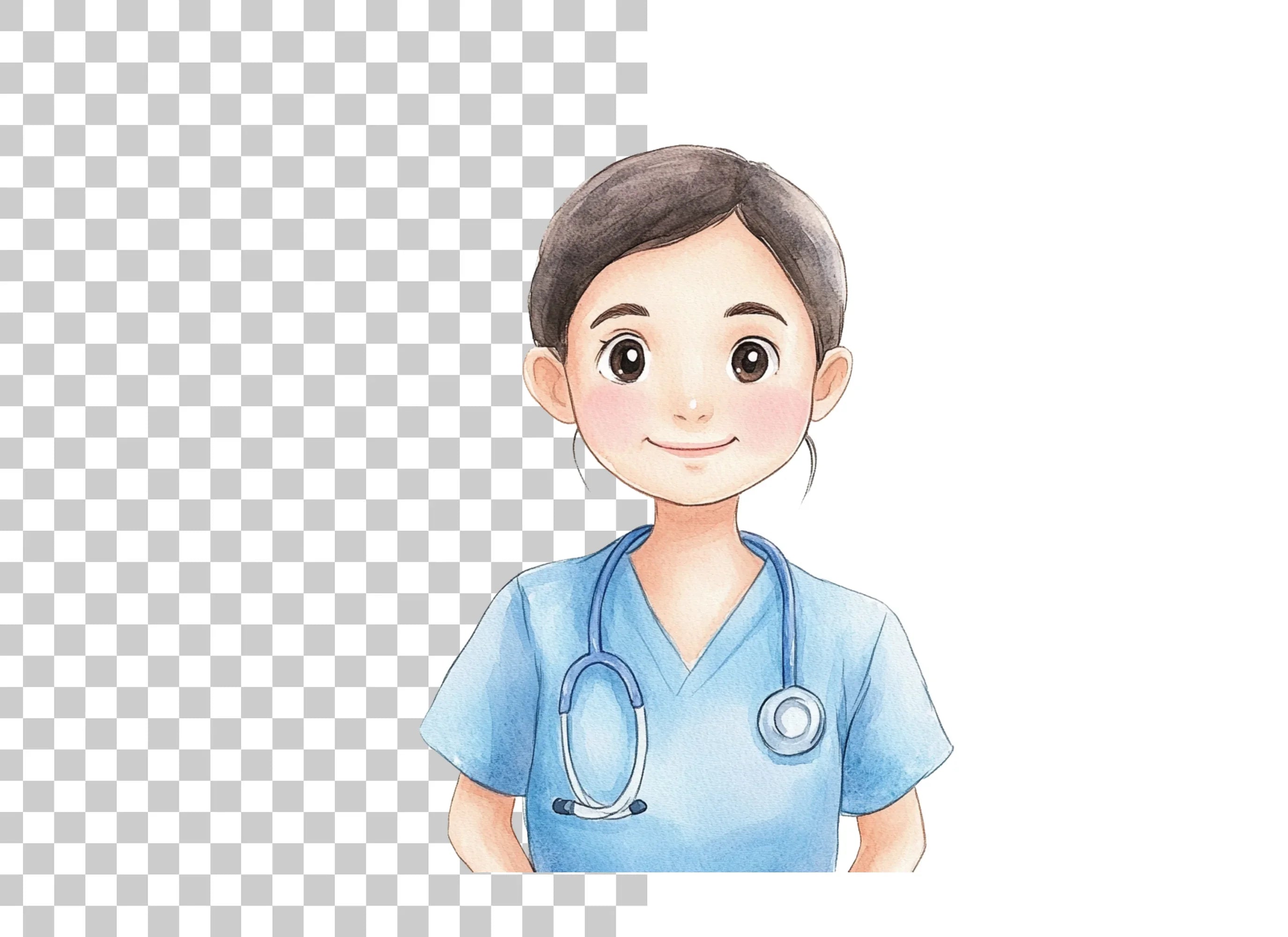 Friendly Nurse with Stethoscope Clipart Bundle