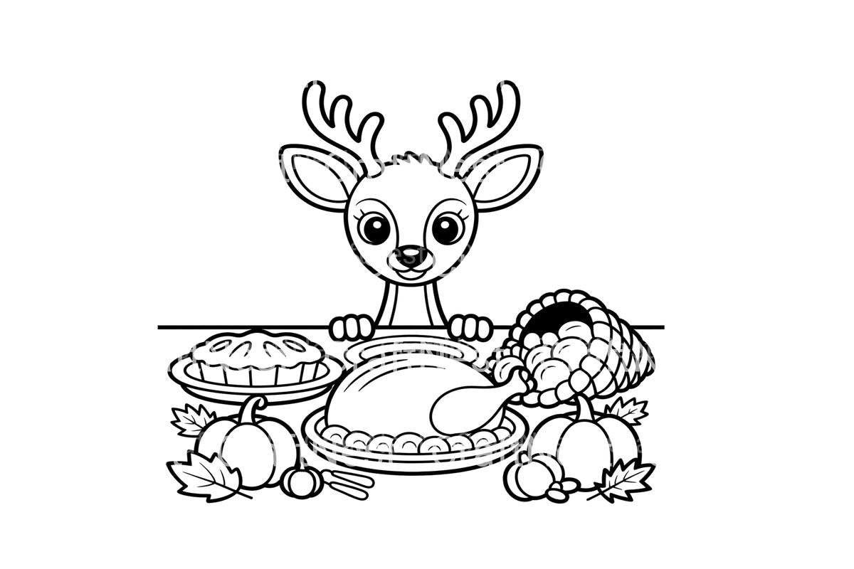 Thanksgiving Deer Feast Coloring Books