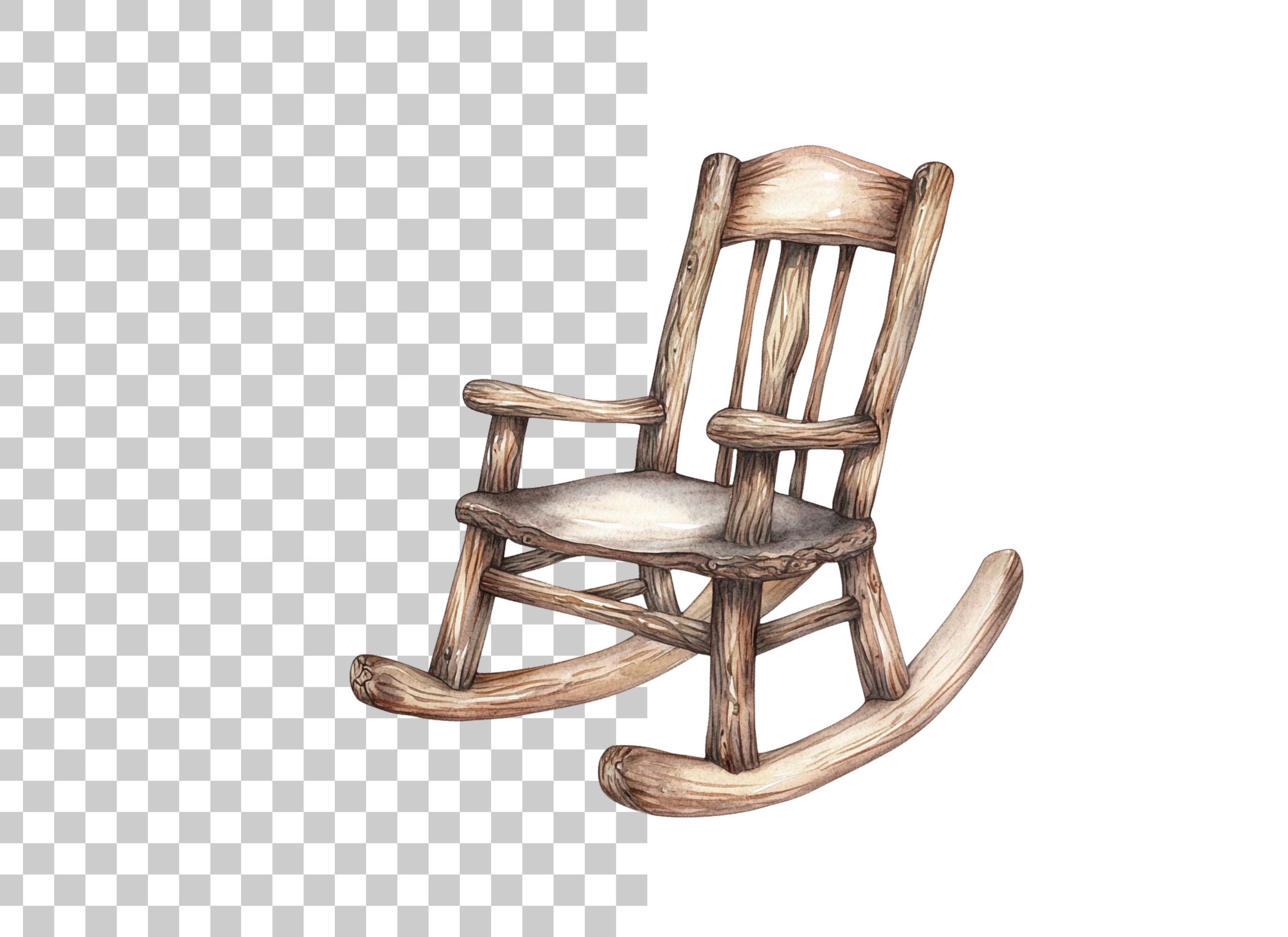Rustic Wooden Rocking Chairs Clipart Bundle