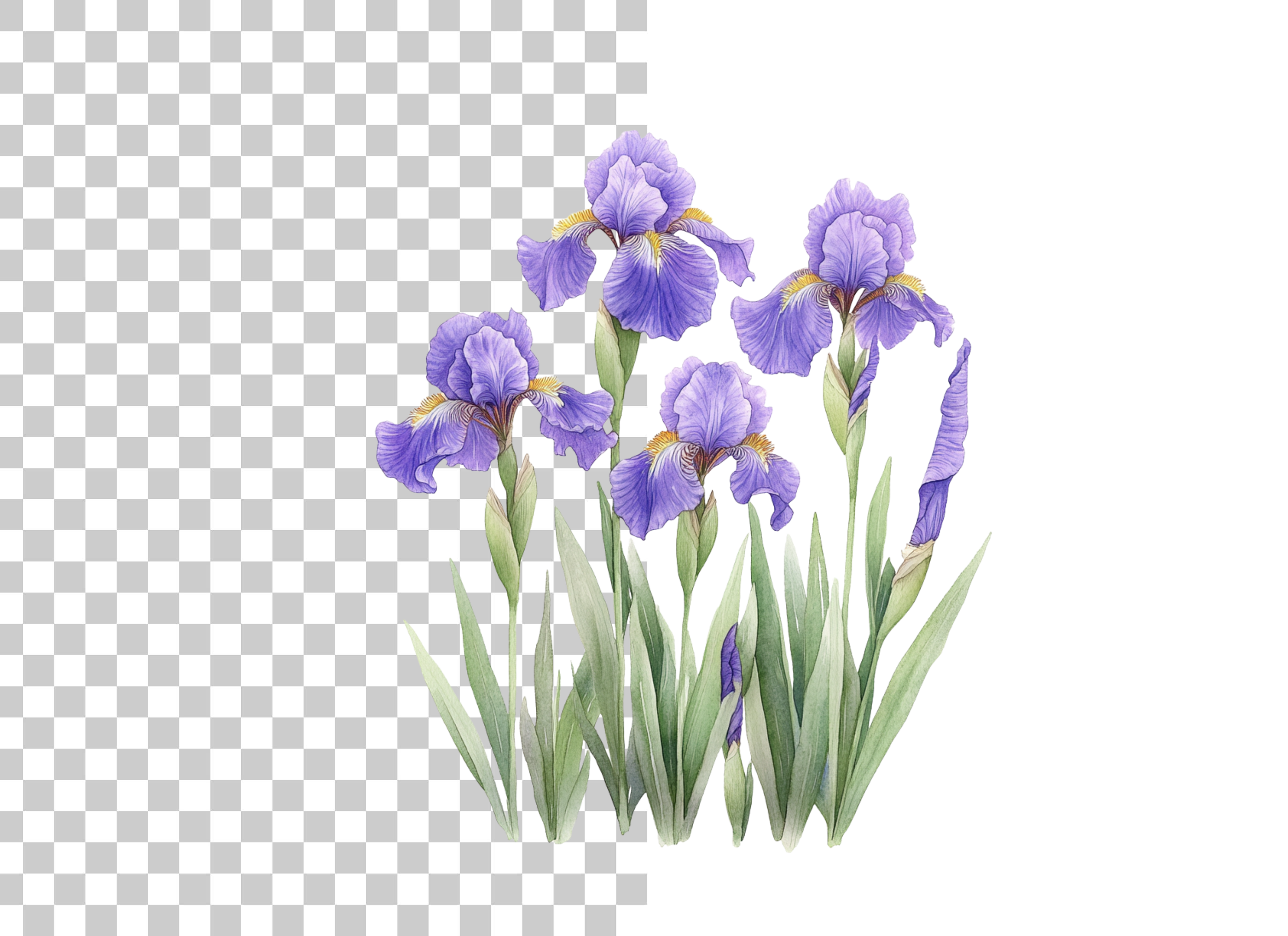 Elegant Purple Iris Flower Clipart Bundle