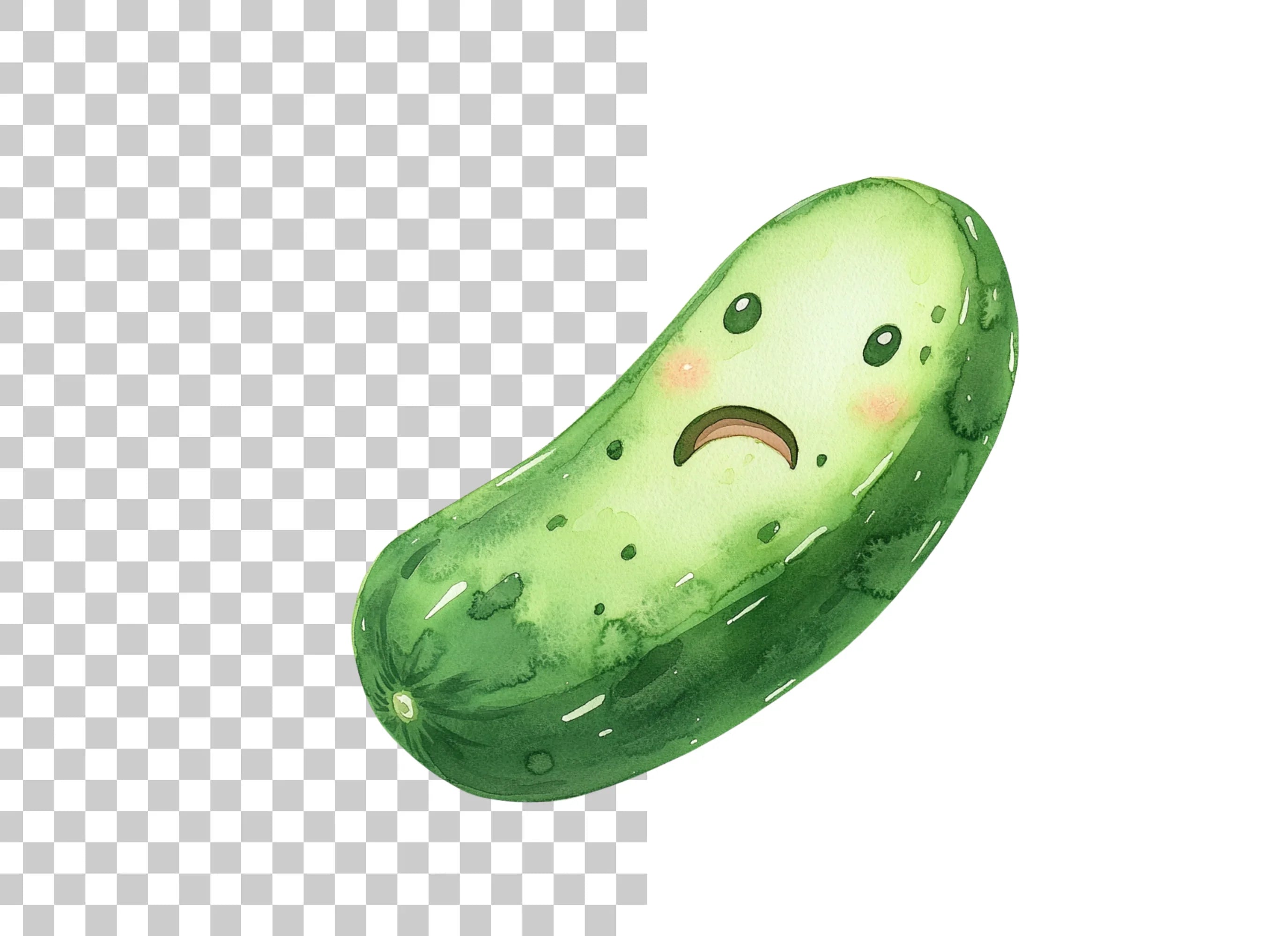 Sad Cucumber Cartoon Clipart Bundle