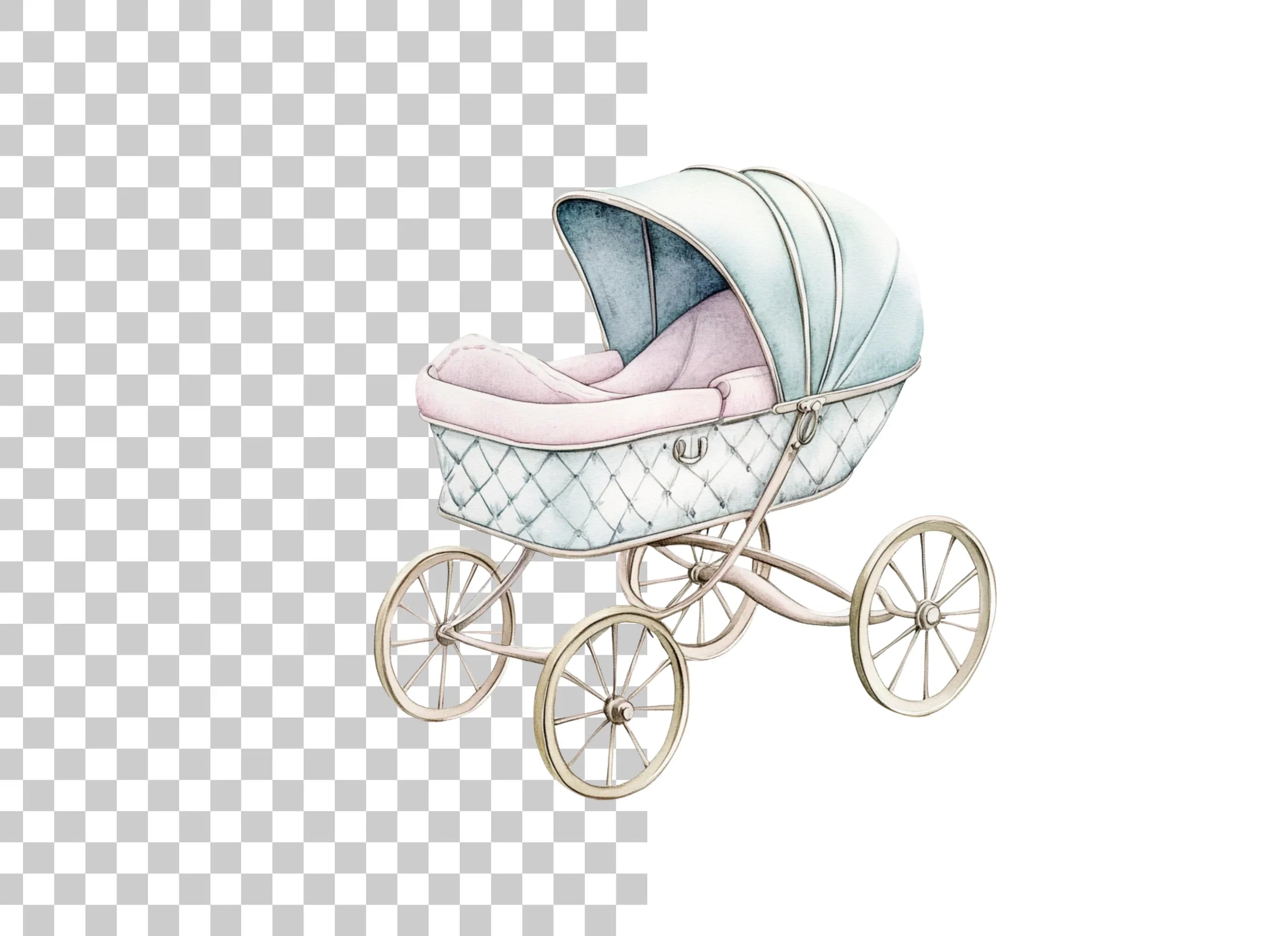 Vintage Baby Stroller Clipart Bundle