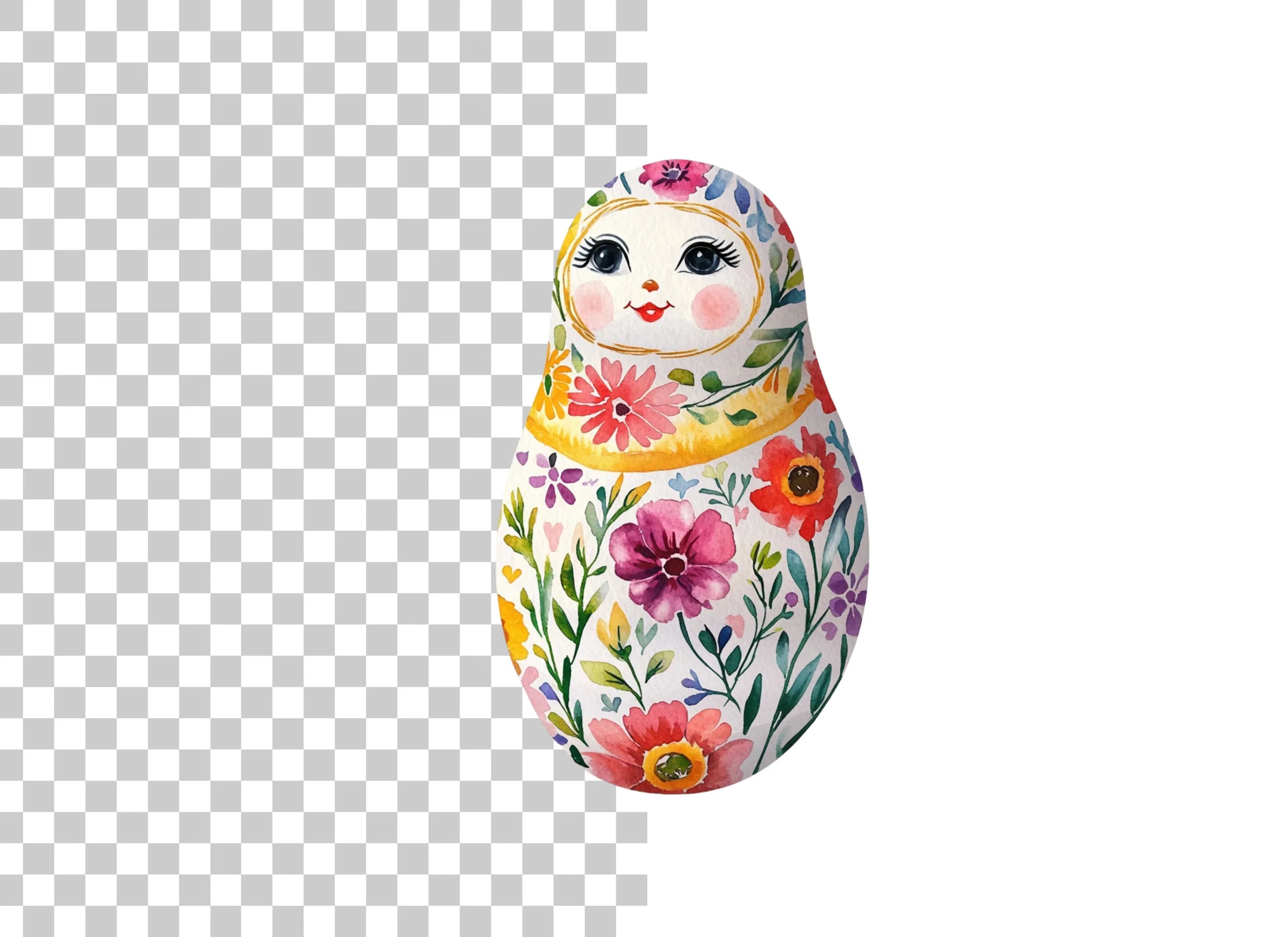 Vibrant Floral Matryoshka Doll Clipart Bundle