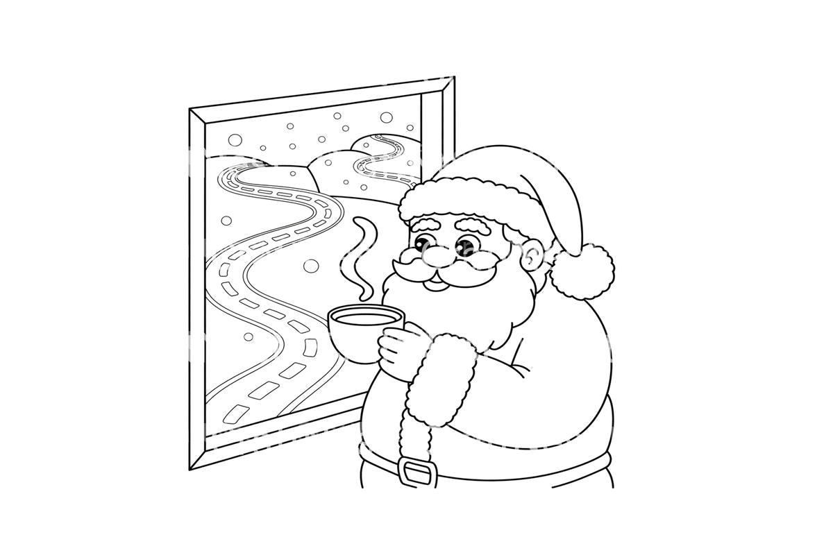 Santa Claus Drinking Hot Cocoa Coloring Books