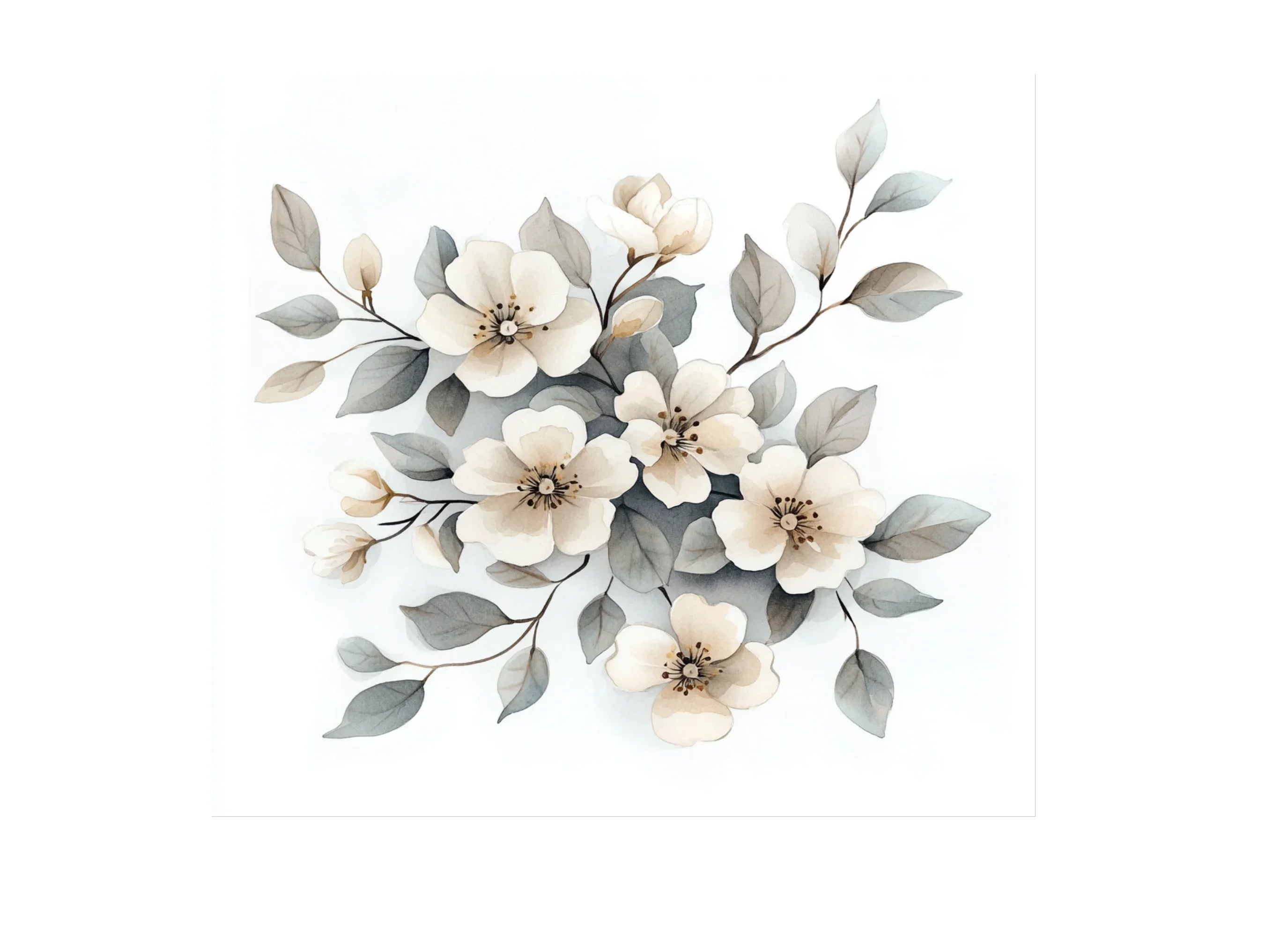 Elegant White Floral Clipart Bundle