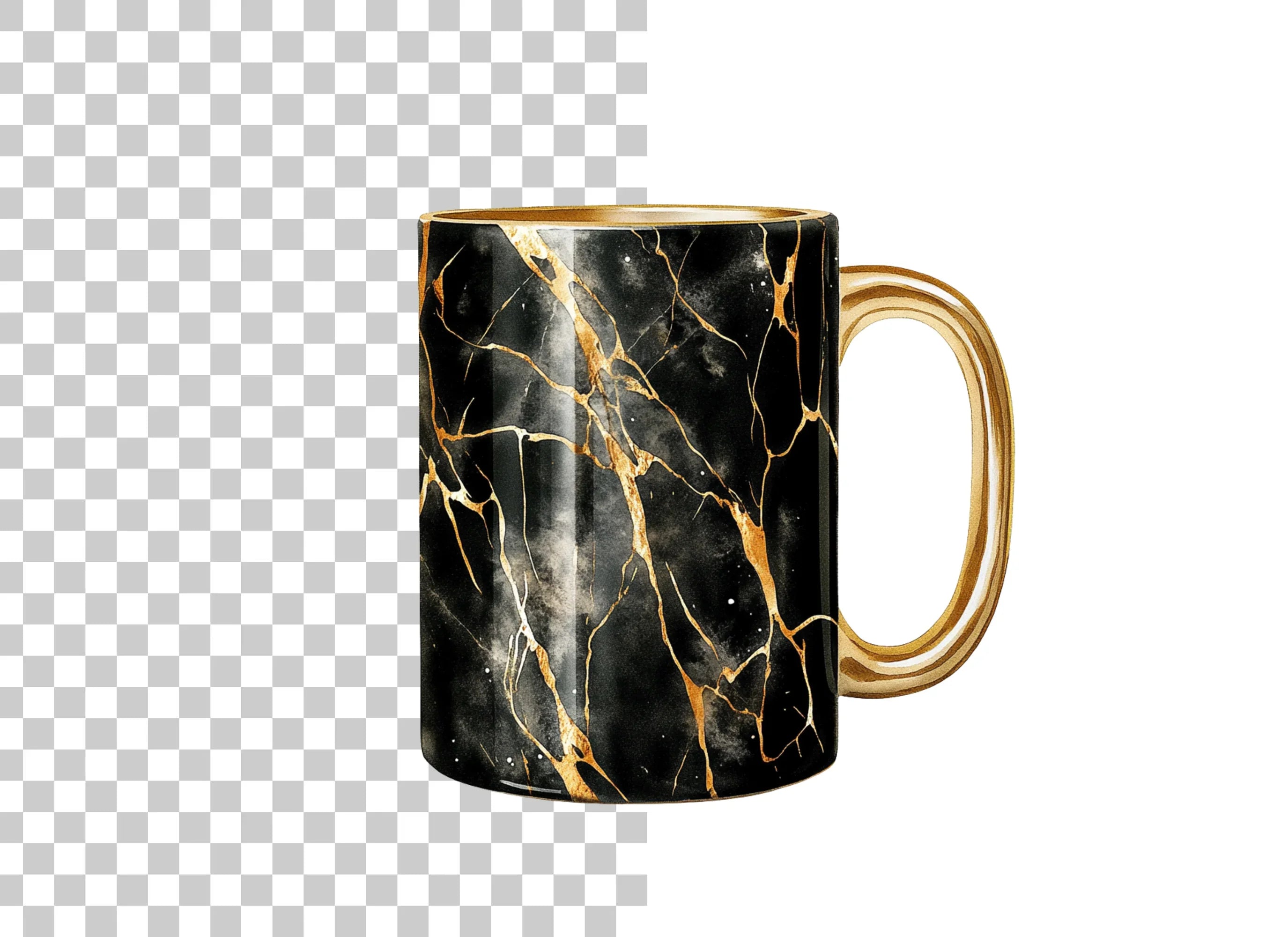Kintsugi Black and Gold Clipart Bundle