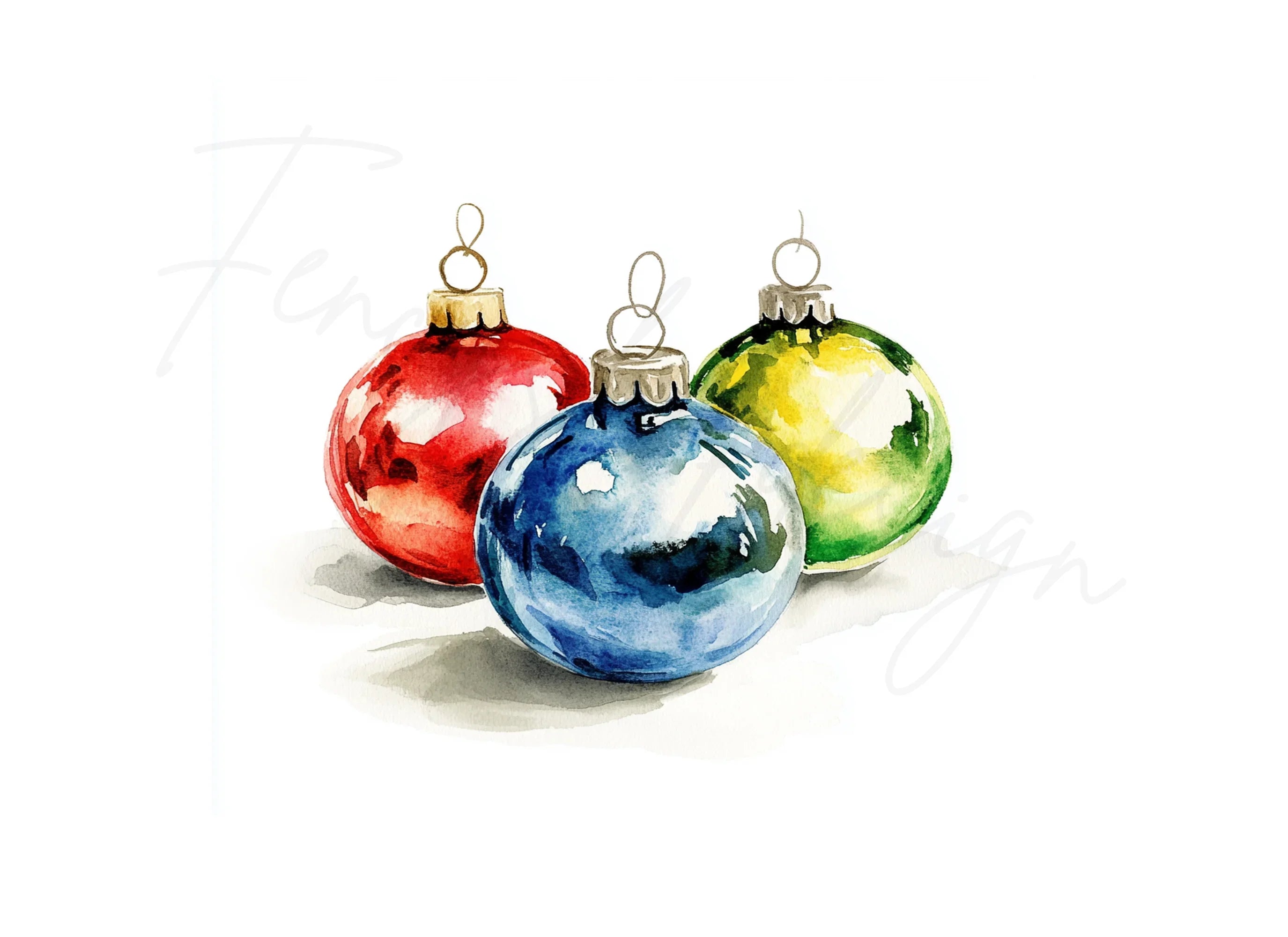 Vibrant Christmas Ornaments Clipart Bundle