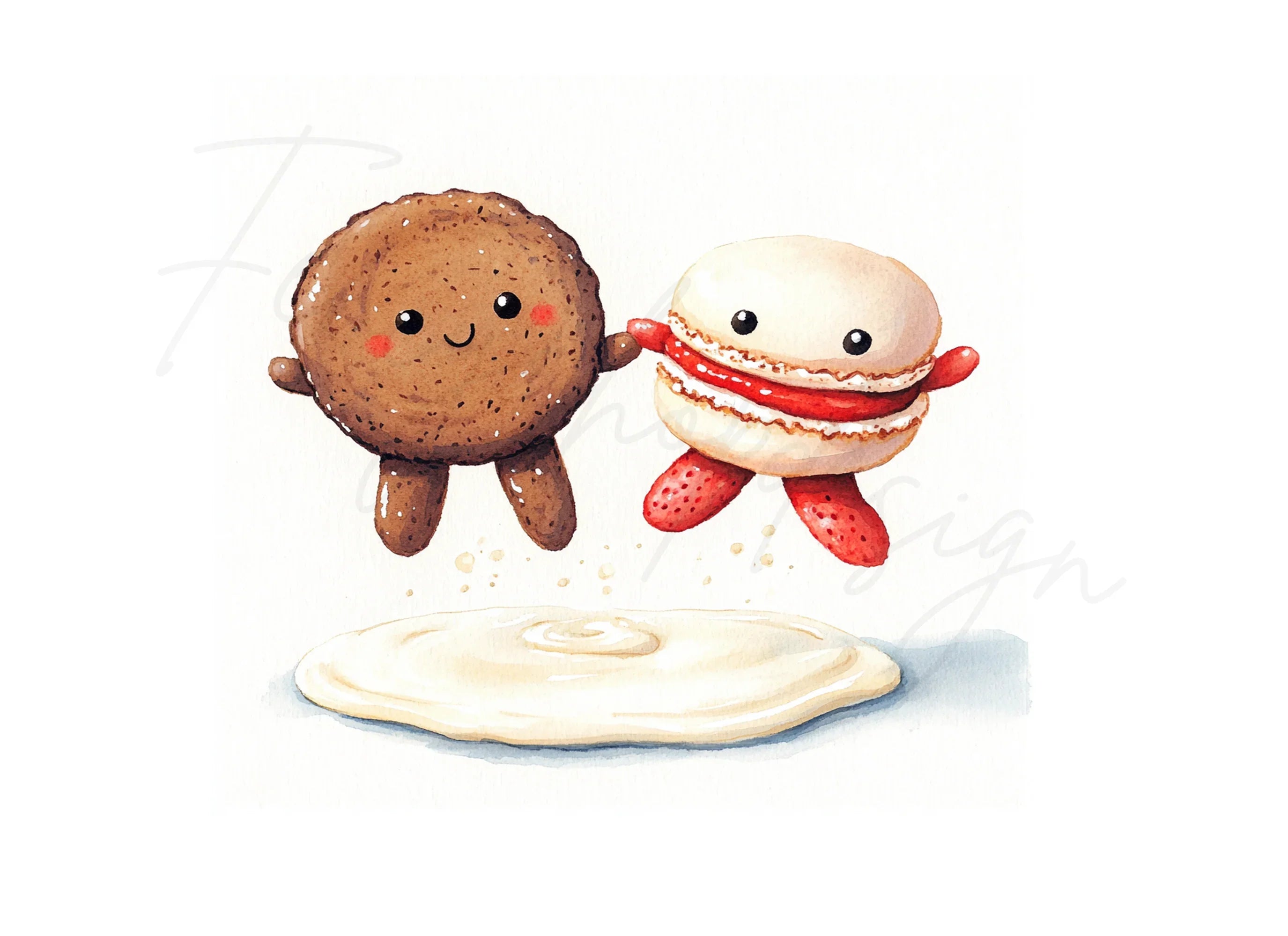 Cute Macaron and Cookie Friends Clipart Bundle